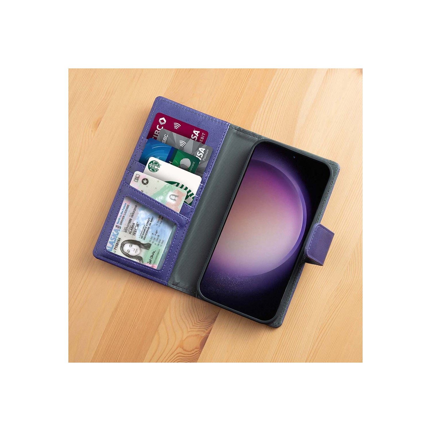 Étui portefeuille avec protection RFID pour Galaxy S24 de Samsung avec MagSafe et 5 fentes pour cartes