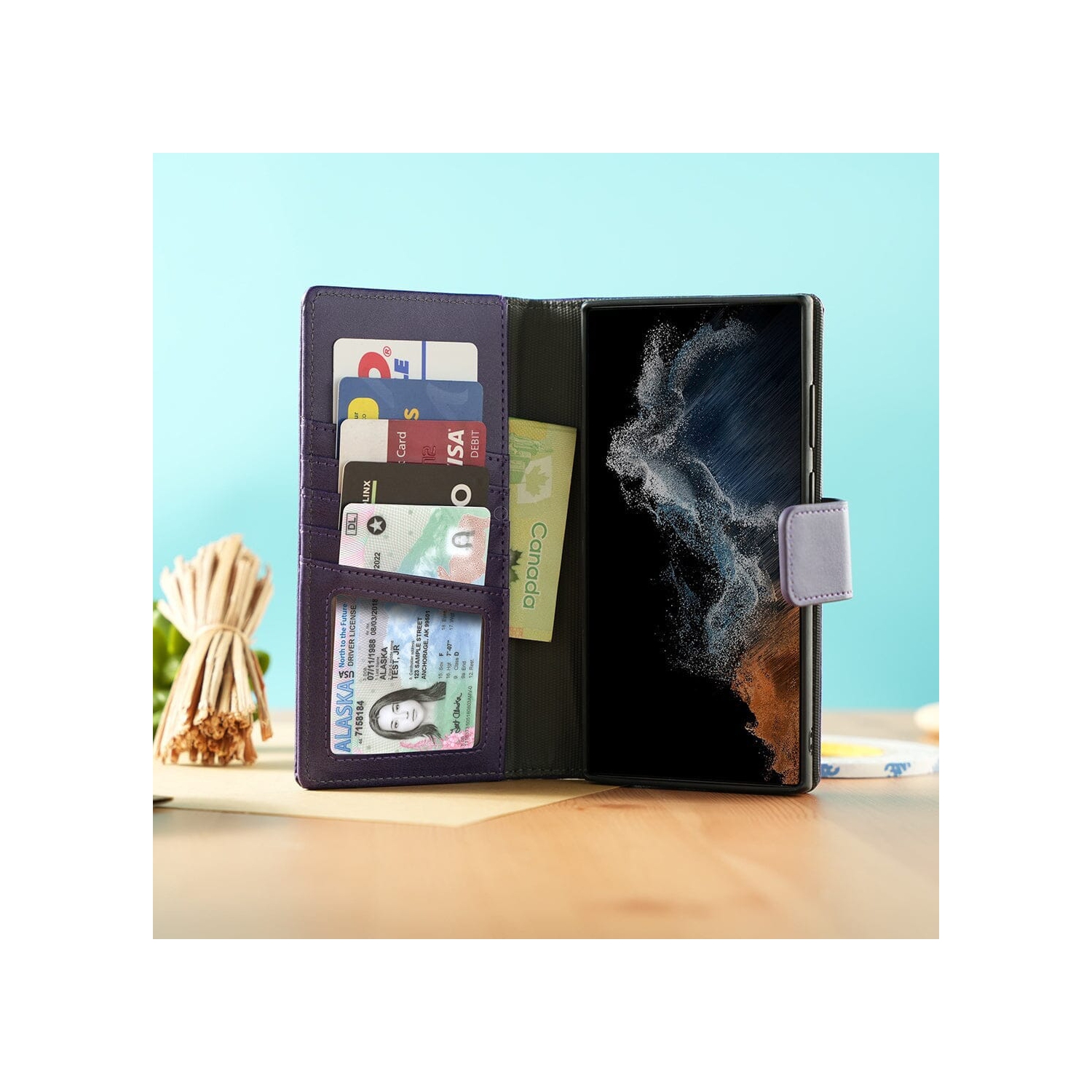 Étui portefeuille avec protection RFID pour Galaxy S24 de Samsung avec MagSafe et 5 fentes pour cartes