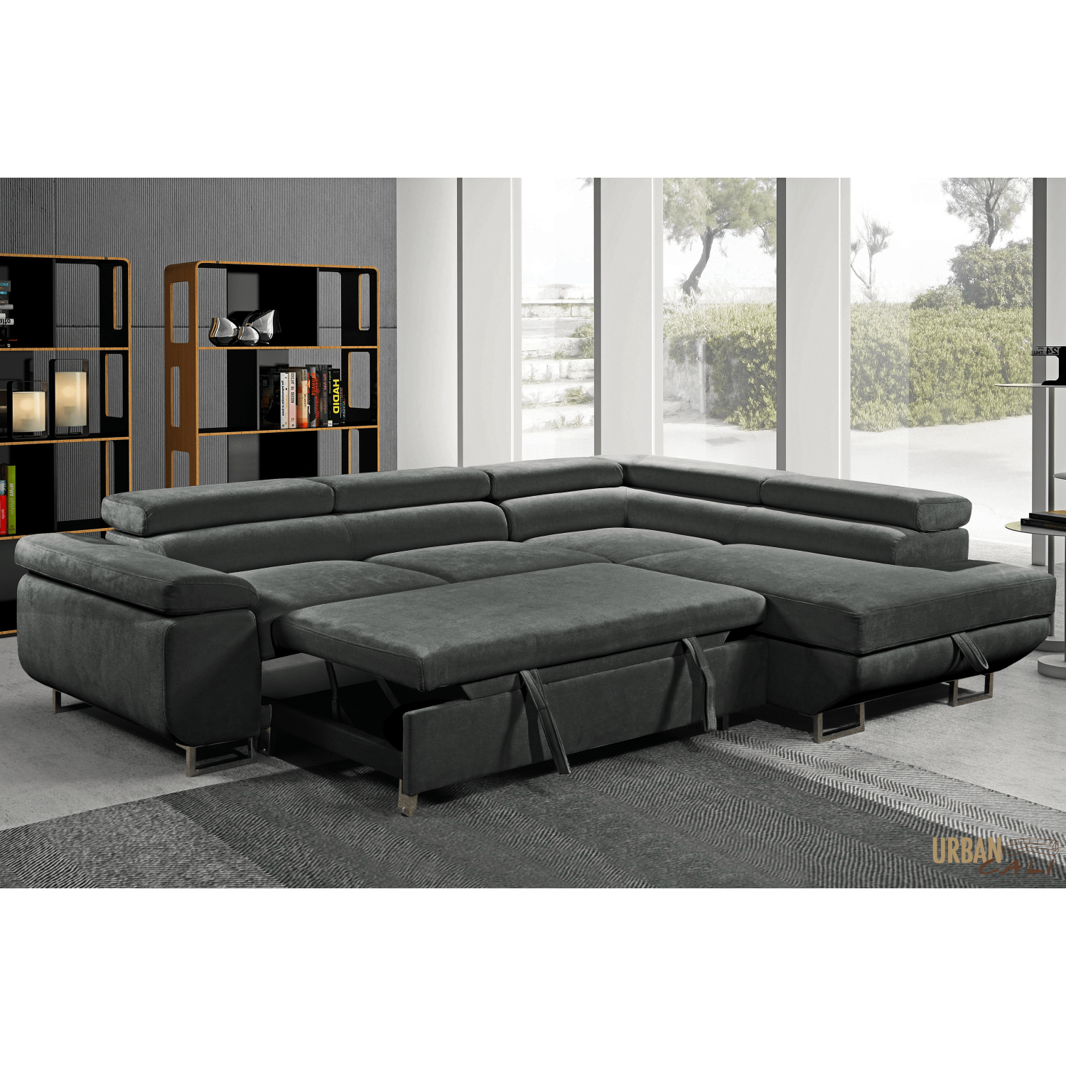 Canapé-lit modulaire Hollywood Urban Cali avec appuie-tête réglables et chaise avec rangement