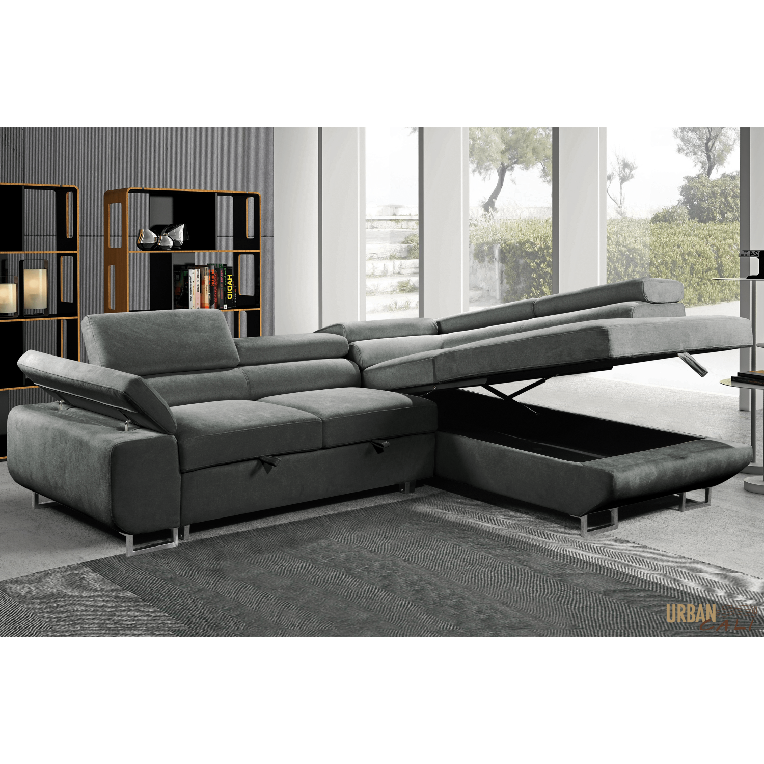 Canapé-lit modulaire Hollywood Urban Cali avec appuie-tête réglables et chaise avec rangement