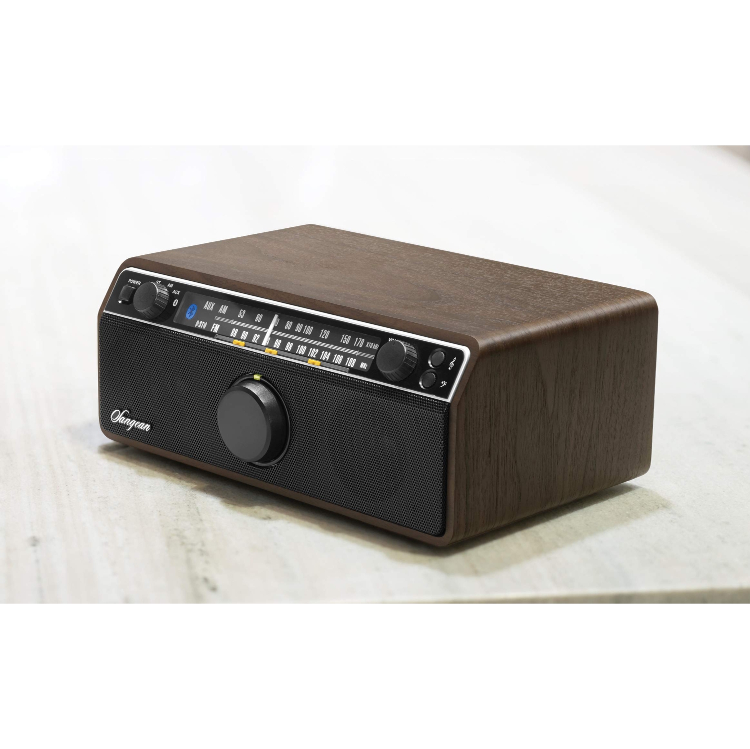 SANGEAN WR-12BT FM / AM / Aux-in / Bluetooth Wooden Cabinet Receiver-Walnut