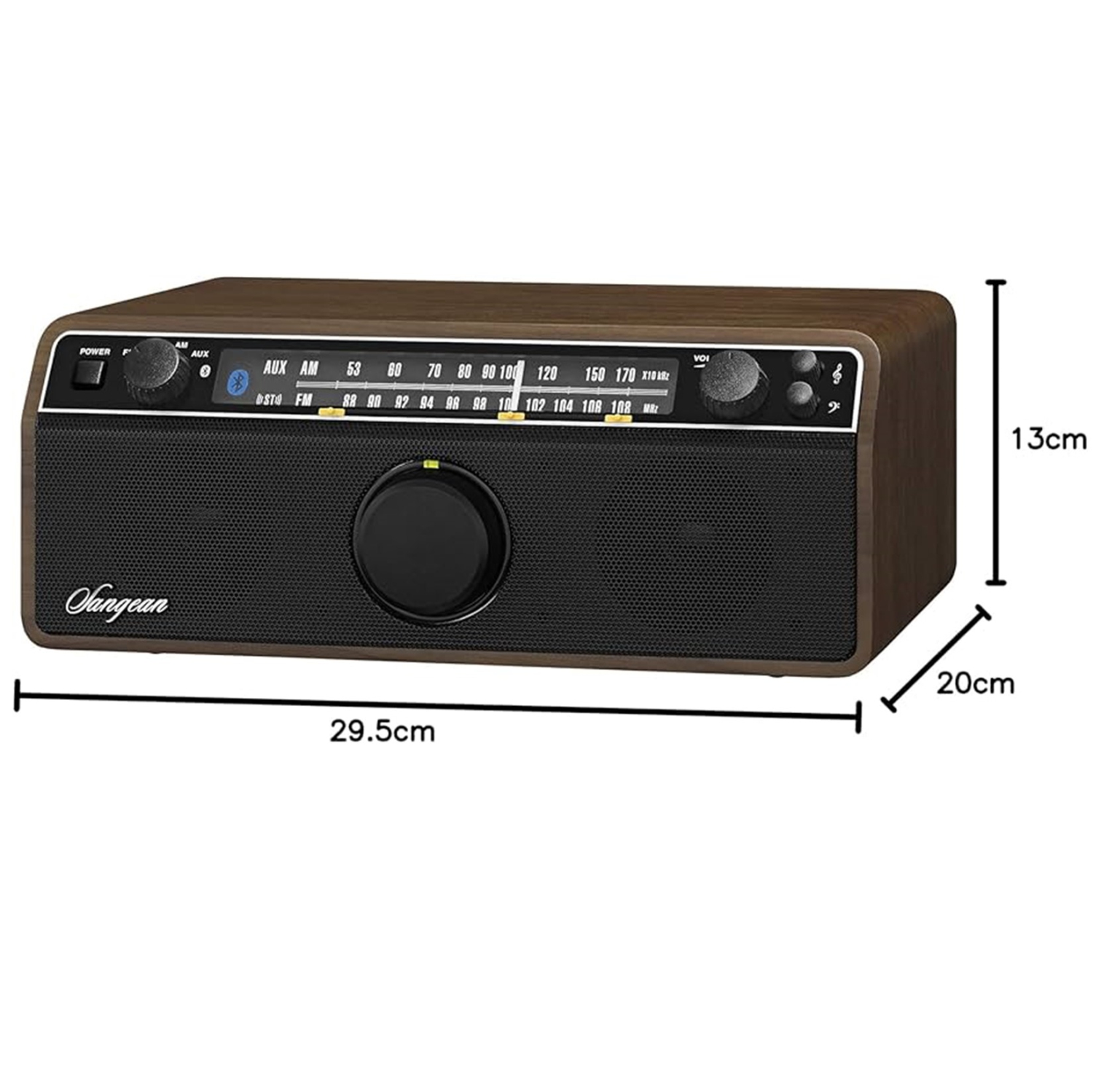 SANGEAN WR-12BT FM / AM / Aux-in / Bluetooth Wooden Cabinet Receiver-Walnut
