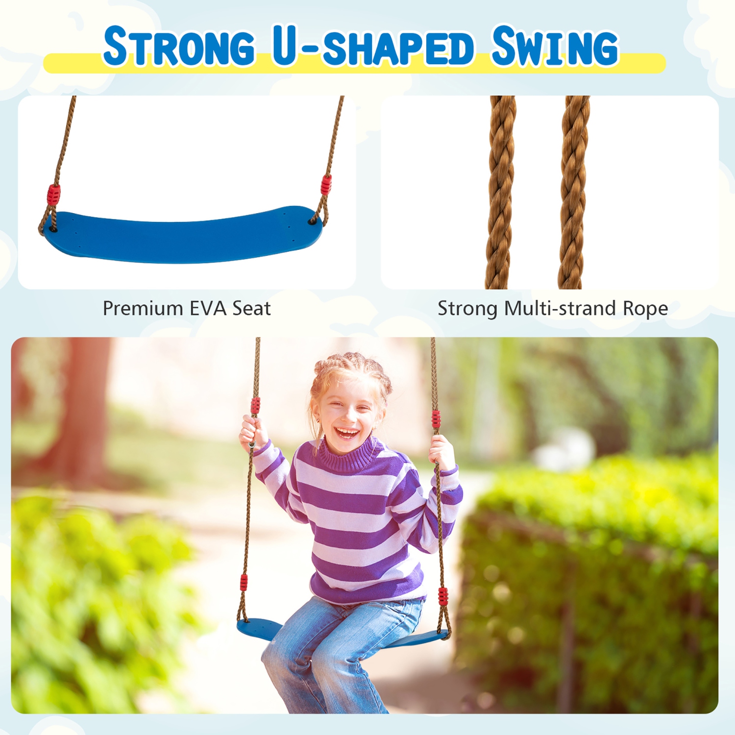 Gymax 3-in-1 Kids Swing Set 660 LBS Carbon Steel Swing Frame w/ Belt Swing for Toddlers
