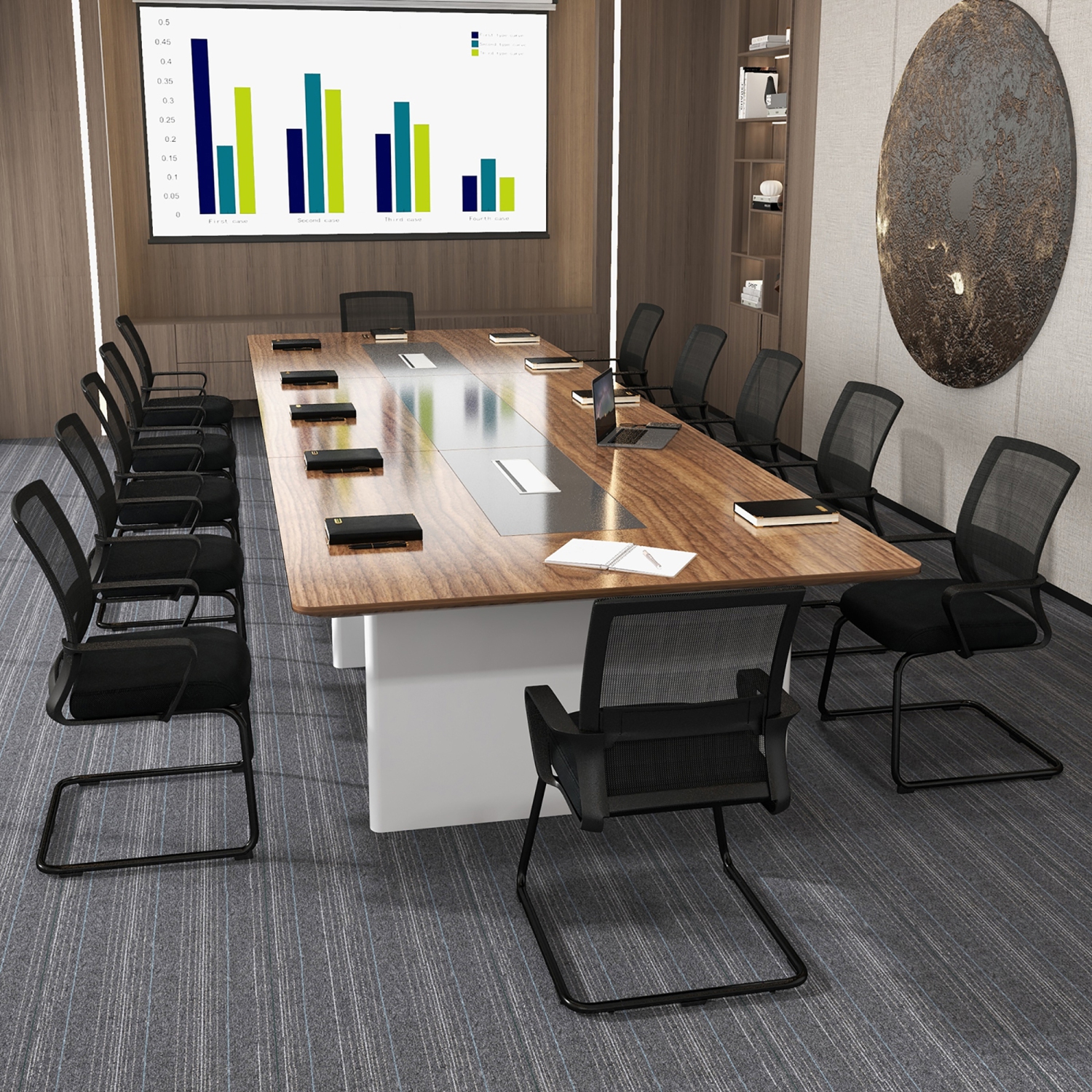 Gymax Office Guest Chair Set of 12 Conference Reception Chair w/ Lumbar Support & Sled Base