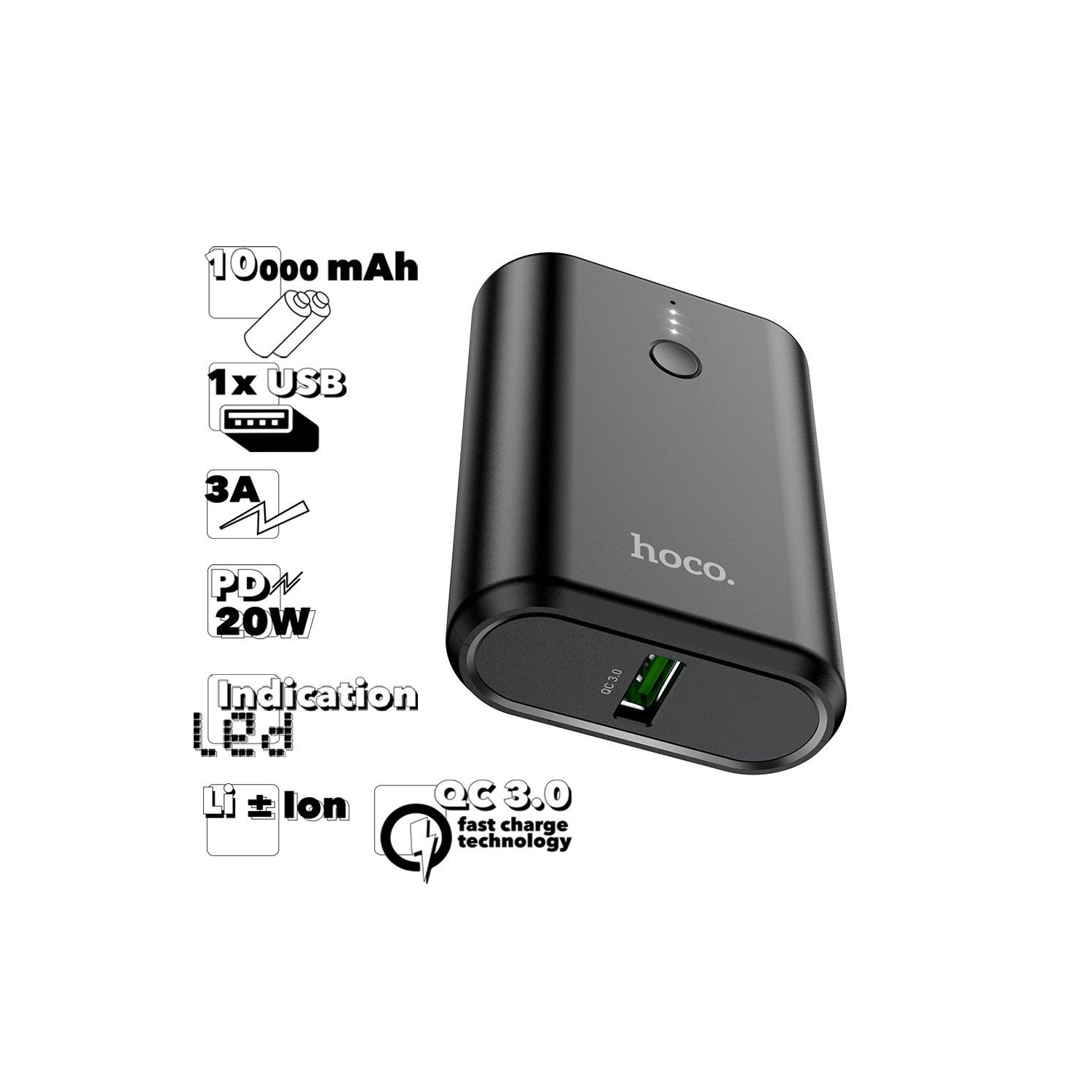 10000&nbsp;mAh – Chargeur de batterie externe USB-C Mini chargeur portatif pour tablettes iPad de Samsung de iPhone, noir