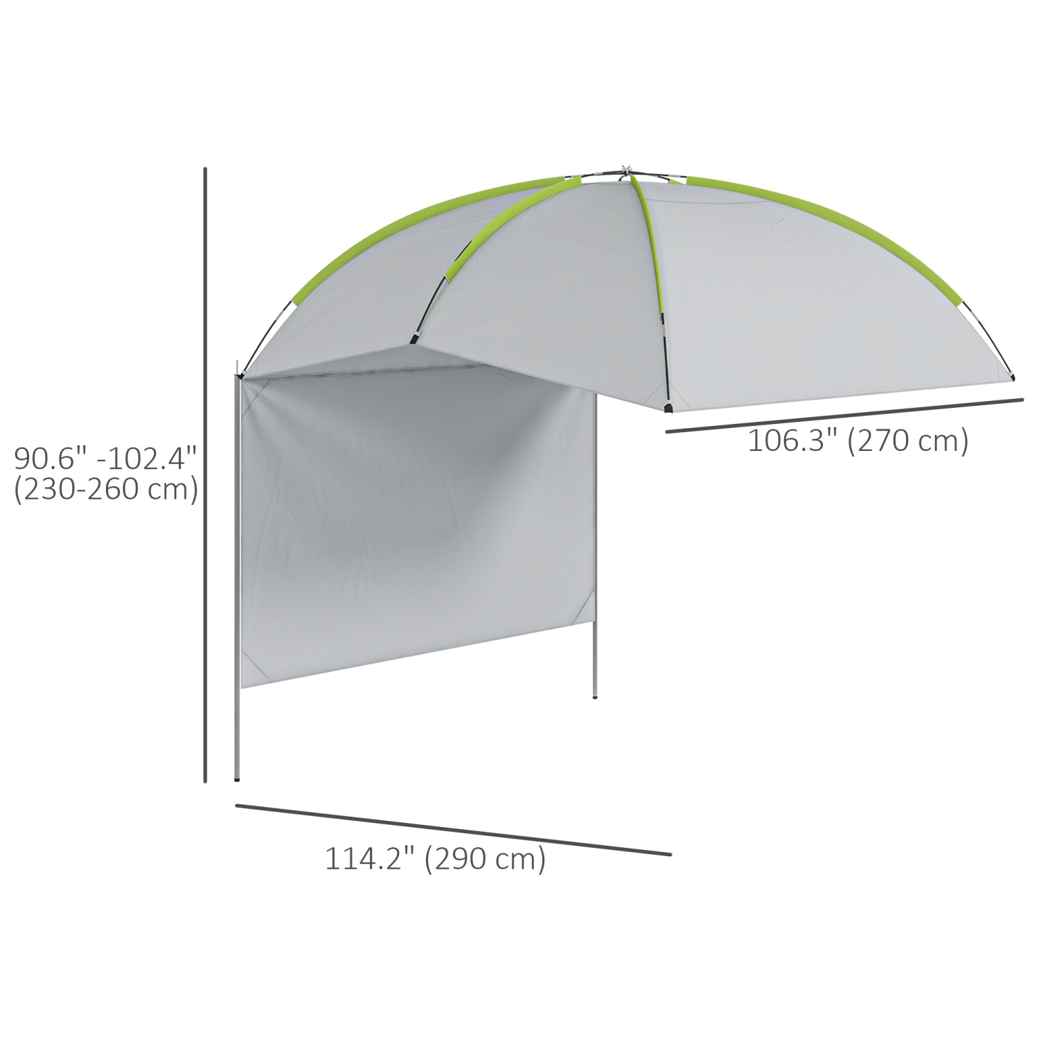 Outsunny Portable SUV Awning Tailgate Tent with Side Wall, Versatility Rooftop Car Awning Sun Shelter with Carry Bag, for Truck, RV, Van, Trailer and