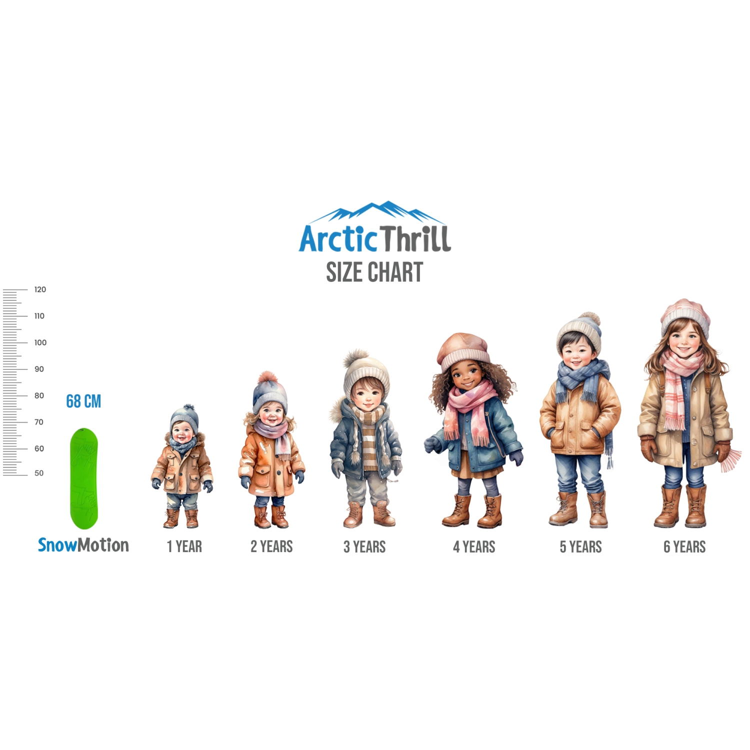 ArcticThrill Snow Sled for Kids - SnowMotion - Slider Board with Pull Rope; Outdoor Plastic Winter Sleigh for Toddlers & Kids