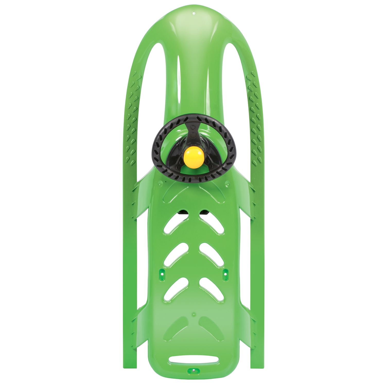 ArcticThrill Snow Sled for Kids - SnowRush Sledge - Single Rider Racer Toboggan with Pull Rope and Steering Wheel; Outdoor Plastic Winter Sleigh for