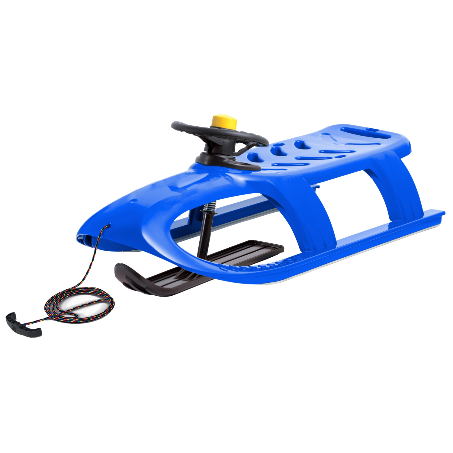 ArcticThrill Snow Sled for Kids - SnowRush Sledge - Single Rider Racer Toboggan with Pull Rope and Steering Wheel; Outdoor Plastic Winter Sleigh for