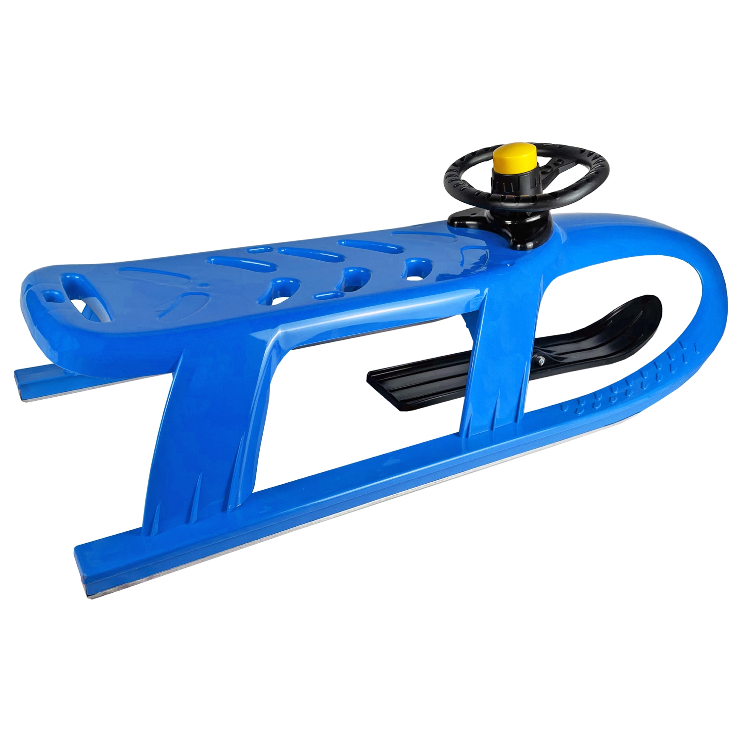 ArcticThrill Snow Sled for Kids - SnowRush Sledge - Single Rider Racer Toboggan with Pull Rope and Steering Wheel; Outdoor Plastic Winter Sleigh for