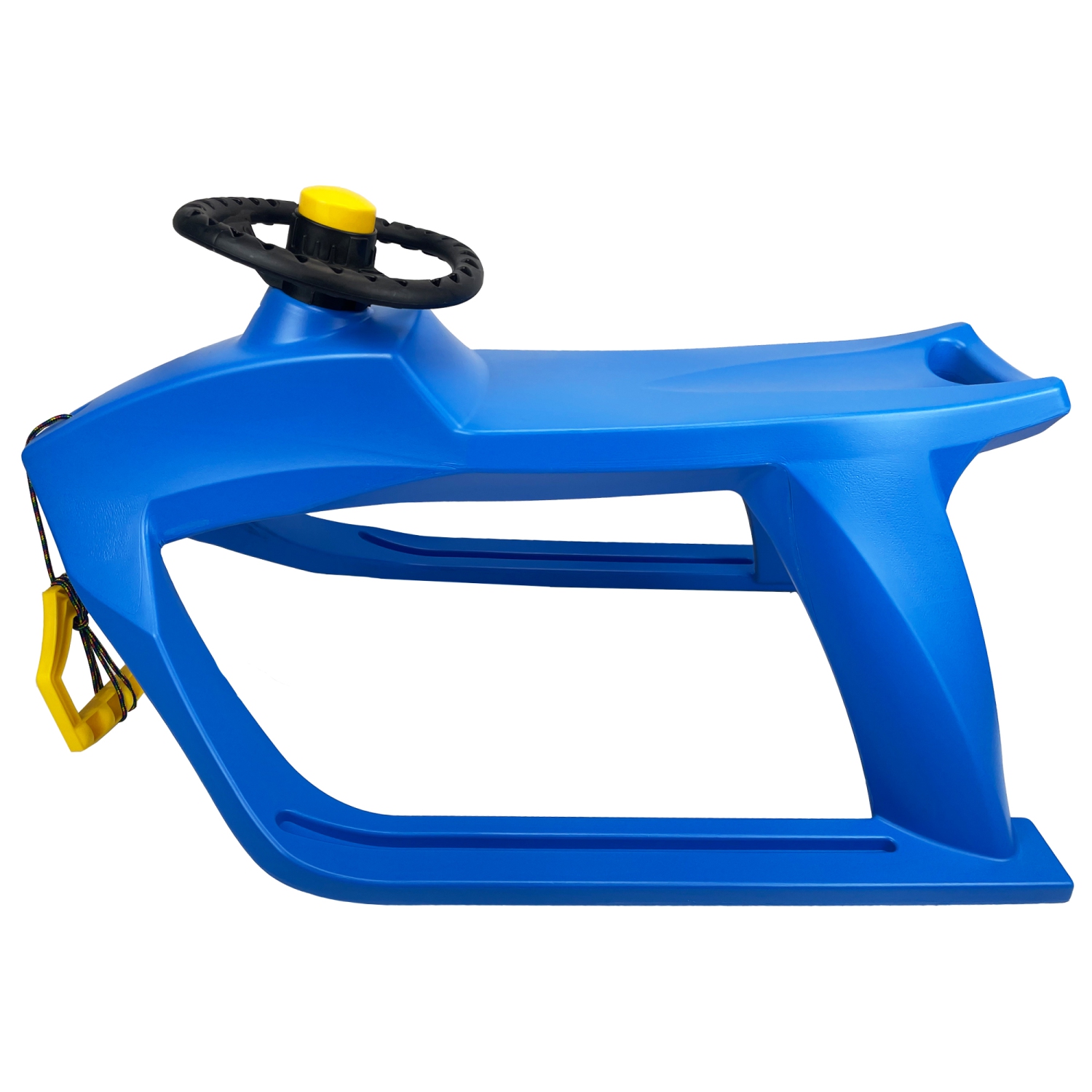 ArcticThrill Snow Sled for Kids - FrostRide Sledge - Toboggan with Pull Rope and Decorative Steering Wheel; Outdoor Plastic Winter Sleigh for