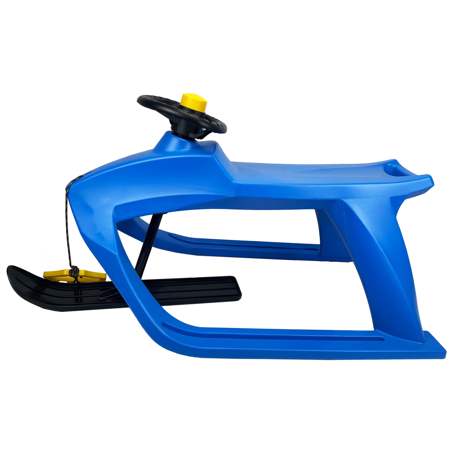 ArcticThrill Snow Sled for Kids - FrostRacer Sledge - Single Rider Racer Toboggan with Pull Rope and Steering Wheel; Outdoor Plastic Winter Sleigh