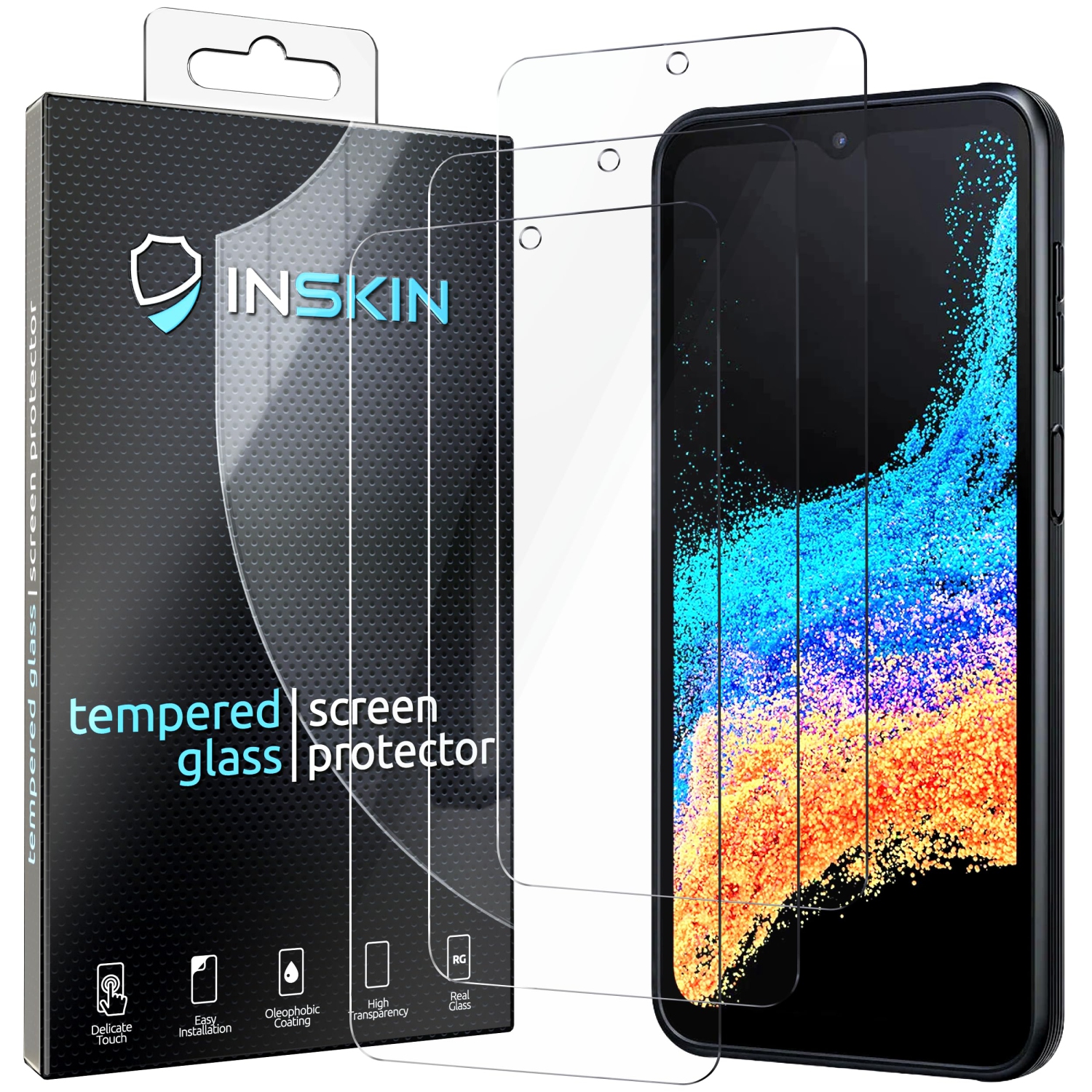 Inskin Screen Protector for Samsung Galaxy XCover 6 Pro (6.6 inch, 2022) � 3-Pack, Tempered Glass, Ultra HD, Long-Lasting Plasma Coating, Case-Compatible