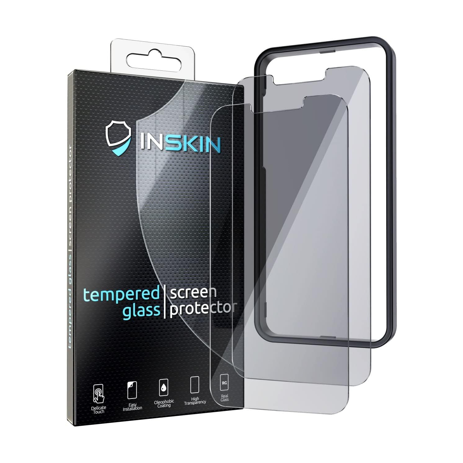 Inskin Privacy Screen Protector for iPhone 14 Plus - 2+2 Tempered Glass for Screen & Camera Lens, Auto-Align Installation, Plasma Coating, Fits Cases