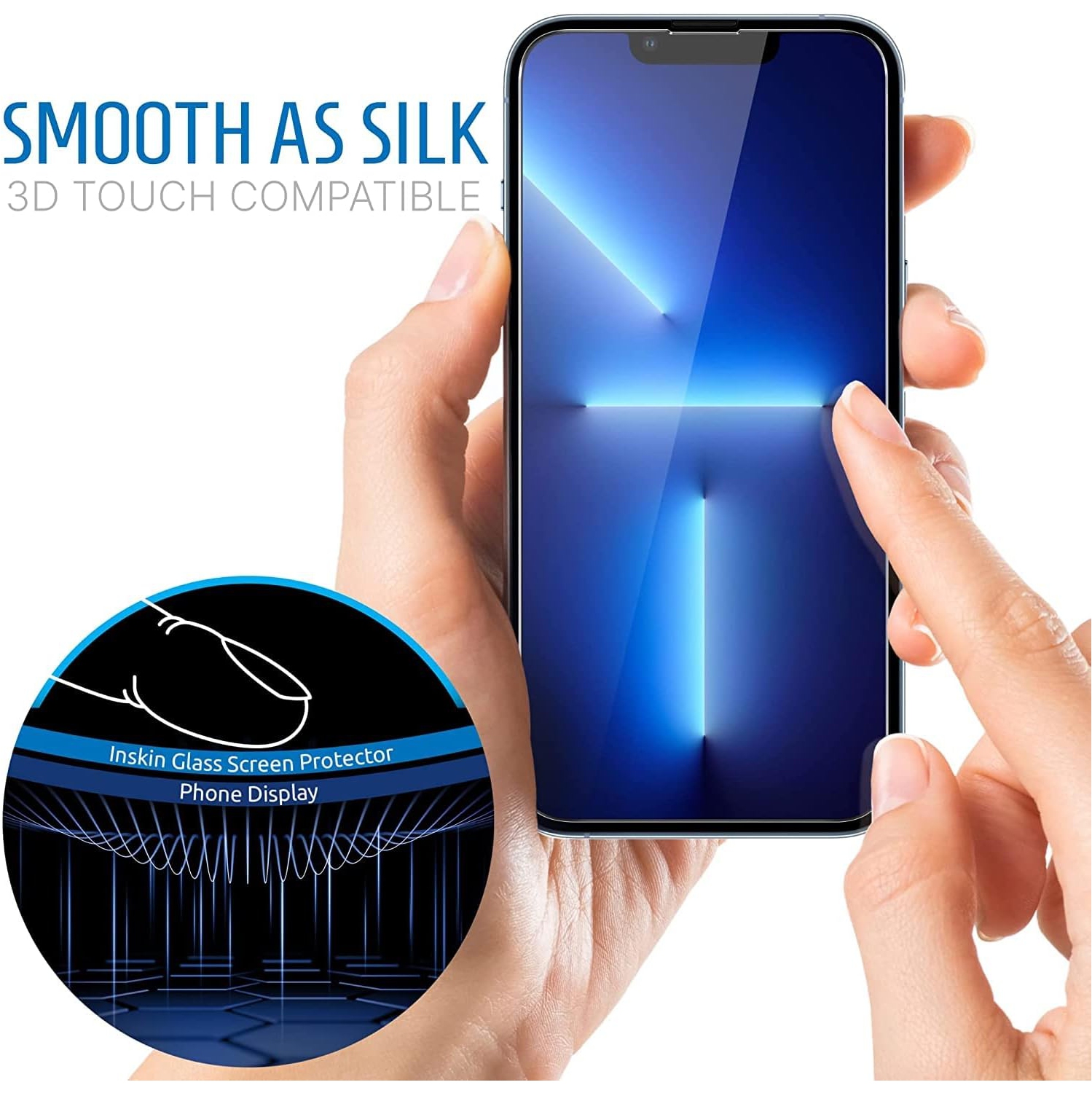 Inskin Privacy Screen Protector for iPhone 14 Plus - 2+2 Tempered Glass for Screen & Camera Lens, Auto-Align Installation, Plasma Coating, Fits Cases