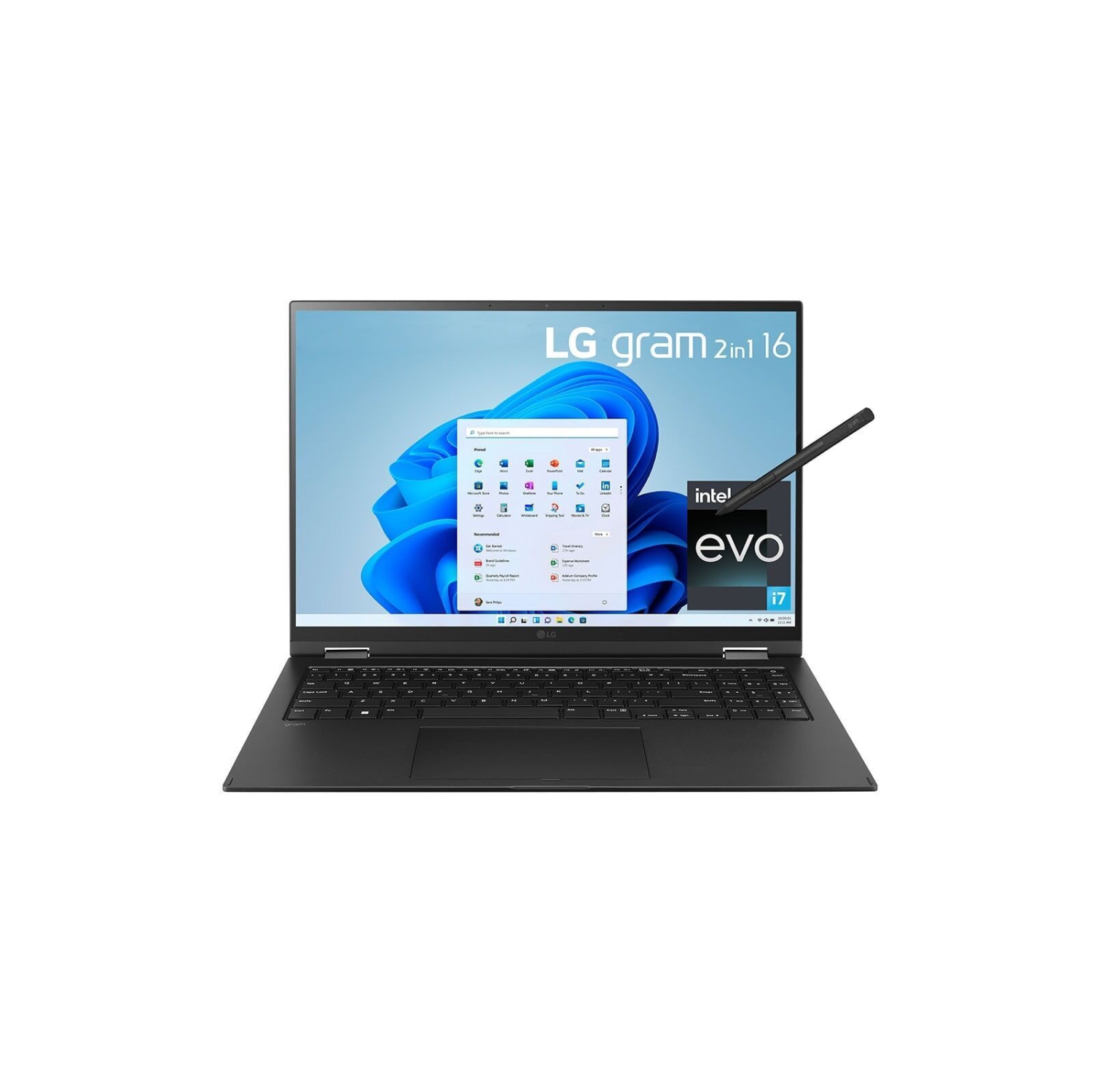 Refurbished (Excellent) LG Gram Lightweight 16T90Q, 16" 2-IN-1 16:10 IPS 2560x1600 with LG Glance ( Intel Iris Xe Graphics / i7-1260P / 16GB / 512GB NVMe SSD / Windows 11)