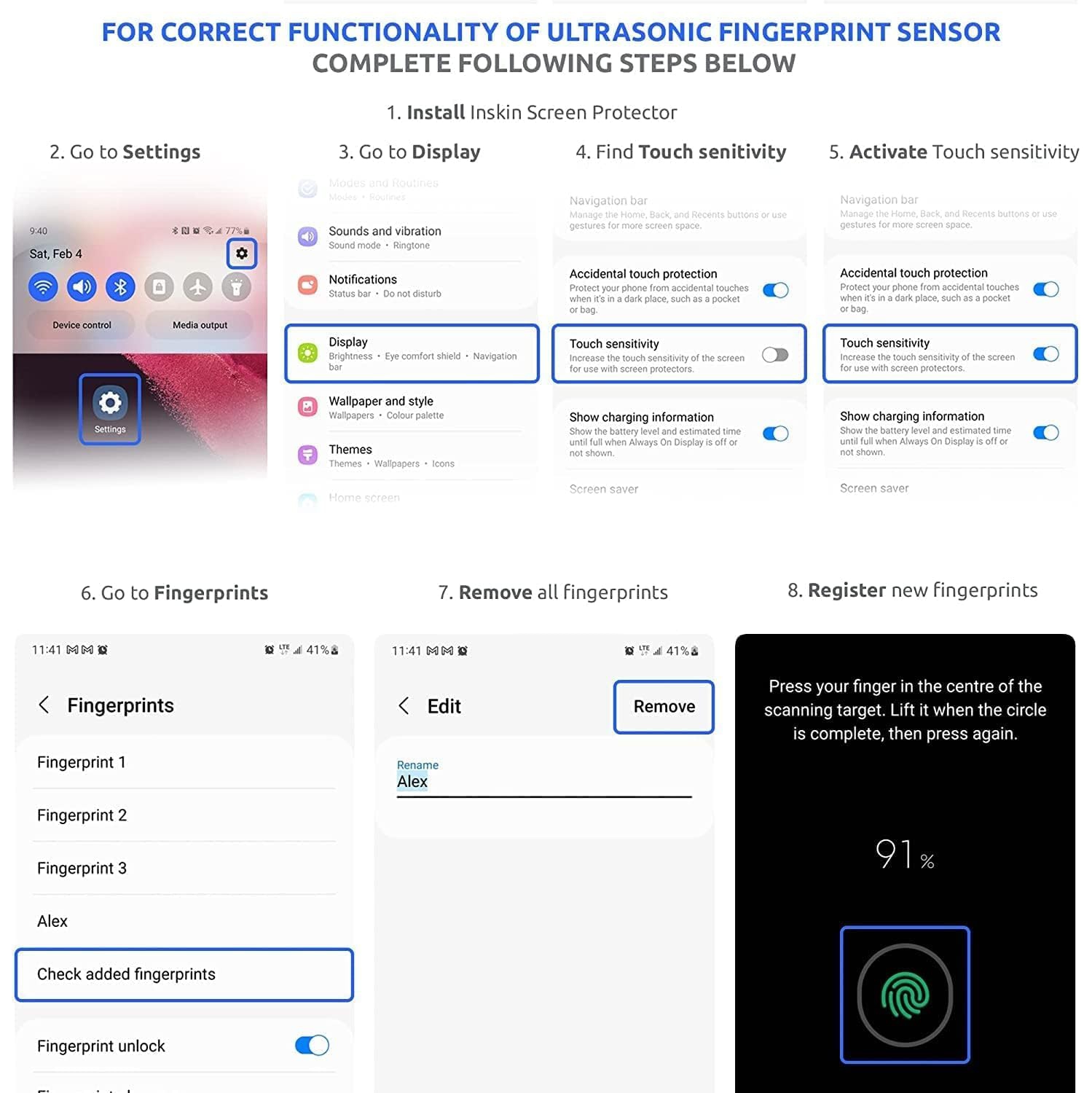 Protecteur d'écran d'Inskin pour Pixel 8 Pro de Google - Paquet de 2 + 2 verres trempé pour écran et objectif d'appareil photo