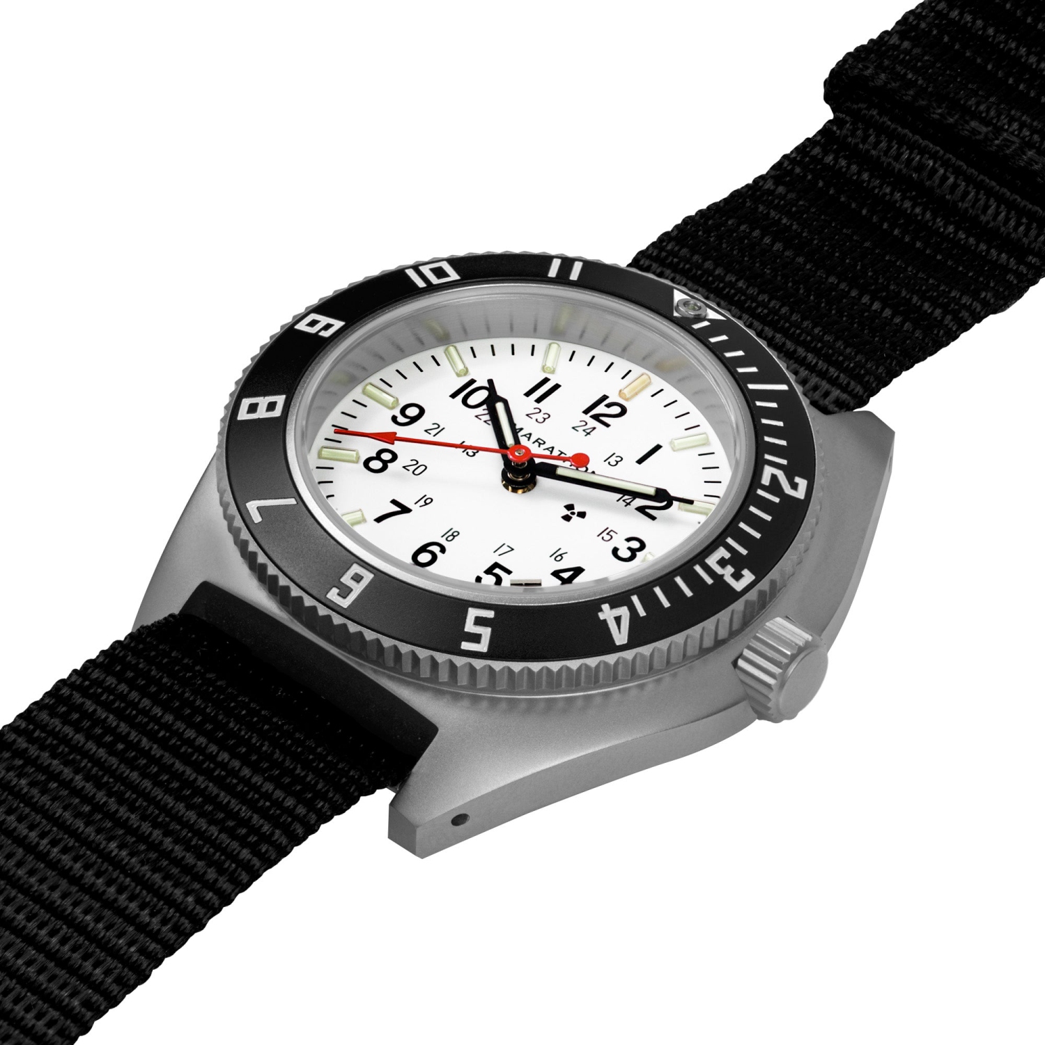 MARATHON- Arctic Steel Navigator W/ Date on Ballistic Nylon (12 inch strap) 41mm