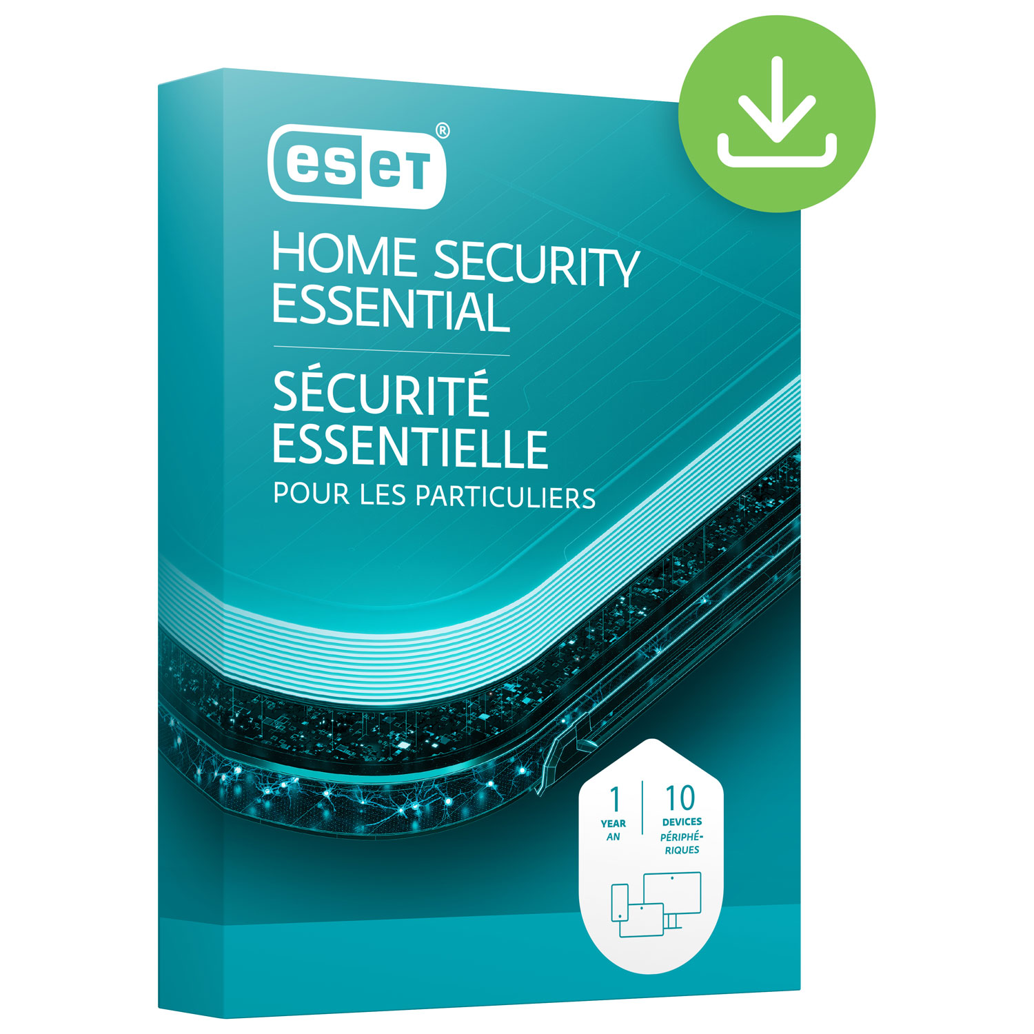 ESET Home Security Essential - 10 appareils - 1 an - Téléchargement numérique
