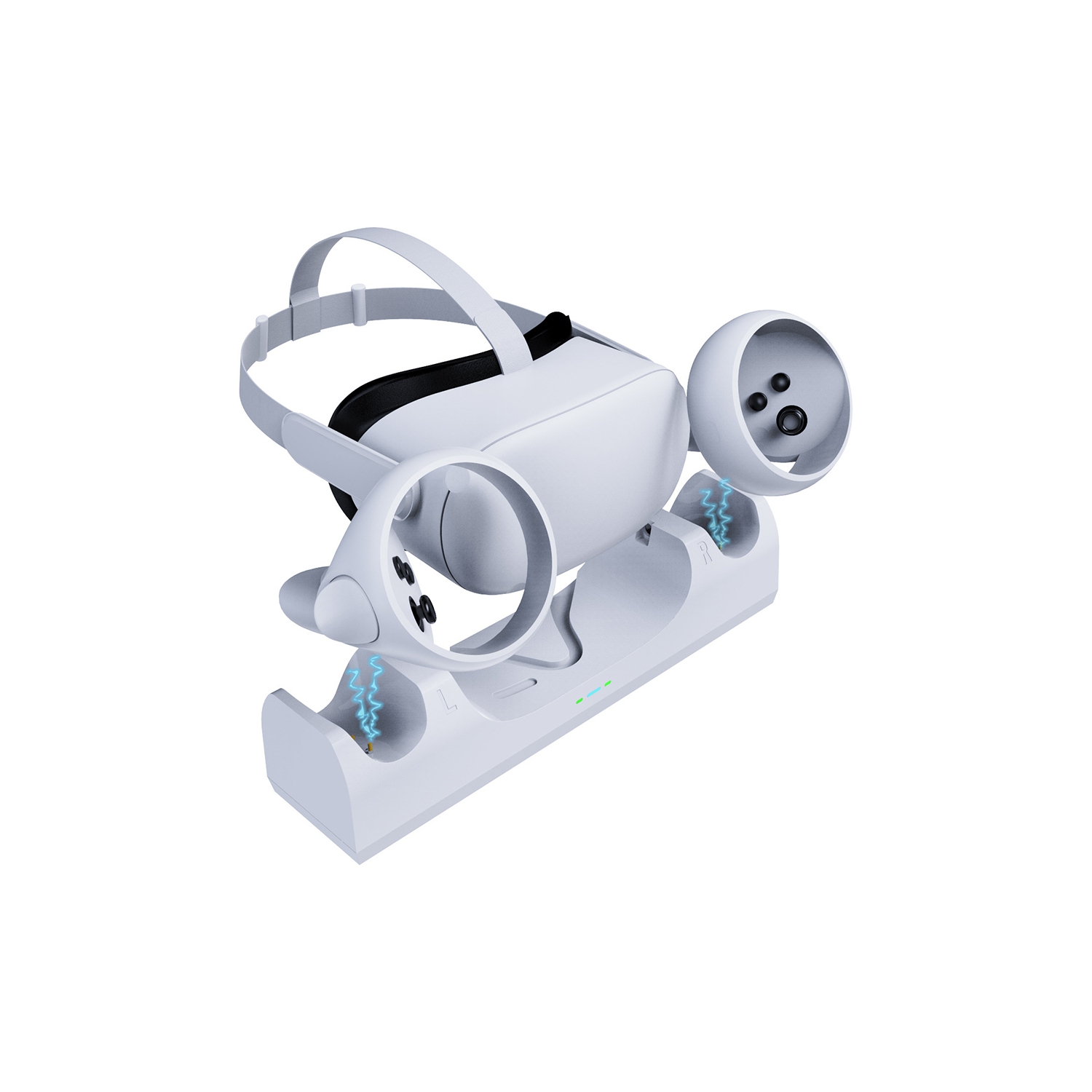 Station de recharge pour Oculus Meta Quest 2 de naor VR, casque de recharge magnétique et manette, voyant DEL, 2 batteries rechargeables, câble USB-C.