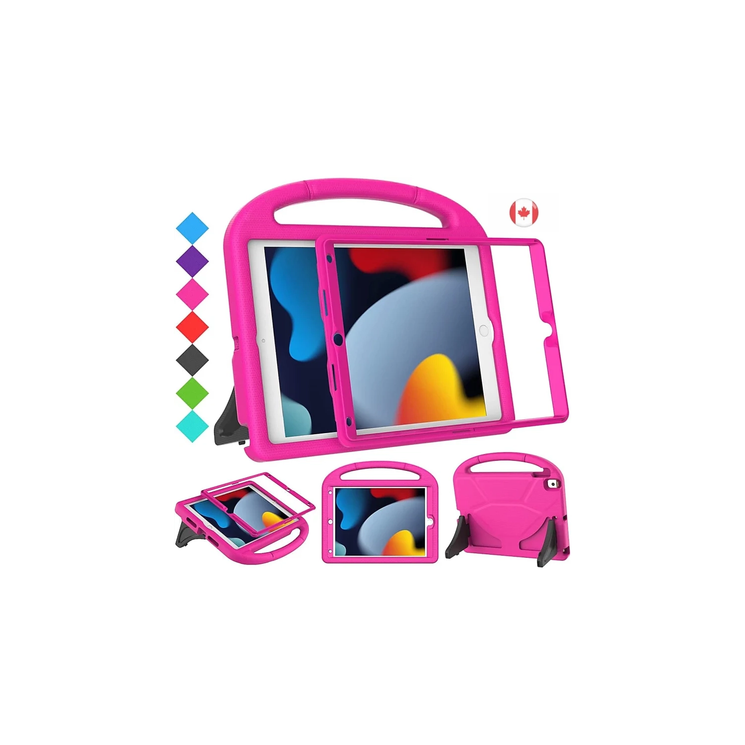 Durable Kids Case for iPad 9th/8th/7th Gen: Built-in Screen, Handle Stand, Fun Design