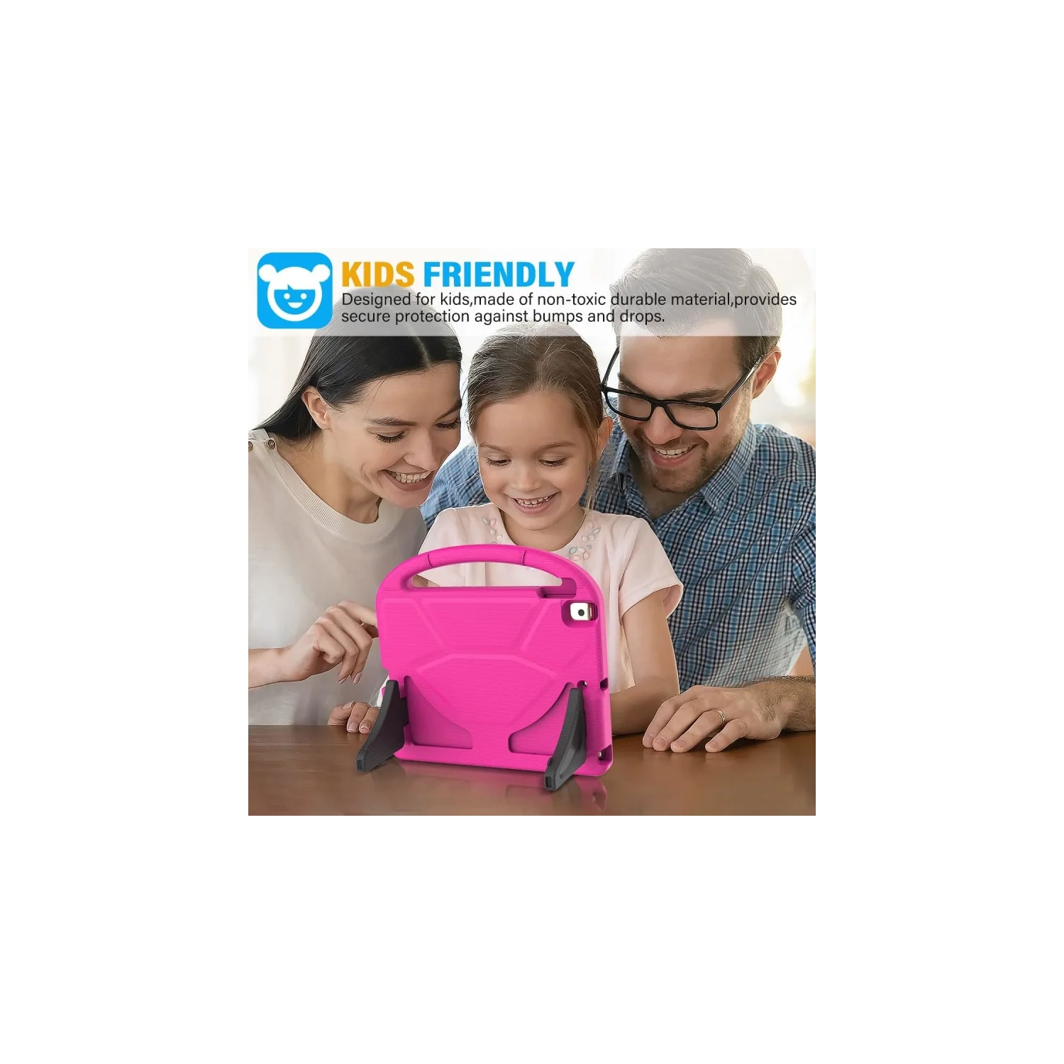 Durable Kids Case for iPad 9th/8th/7th Gen: Built-in Screen, Handle Stand, Fun Design