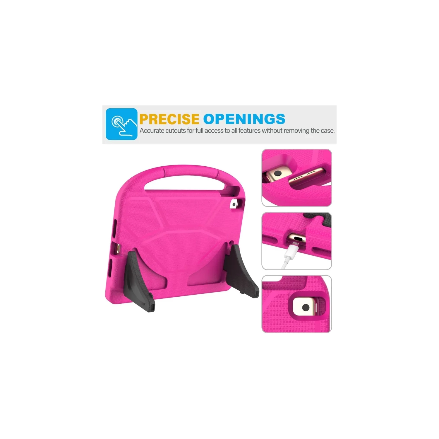 Durable Kids Case for iPad 9th/8th/7th Gen: Built-in Screen, Handle Stand, Fun Design