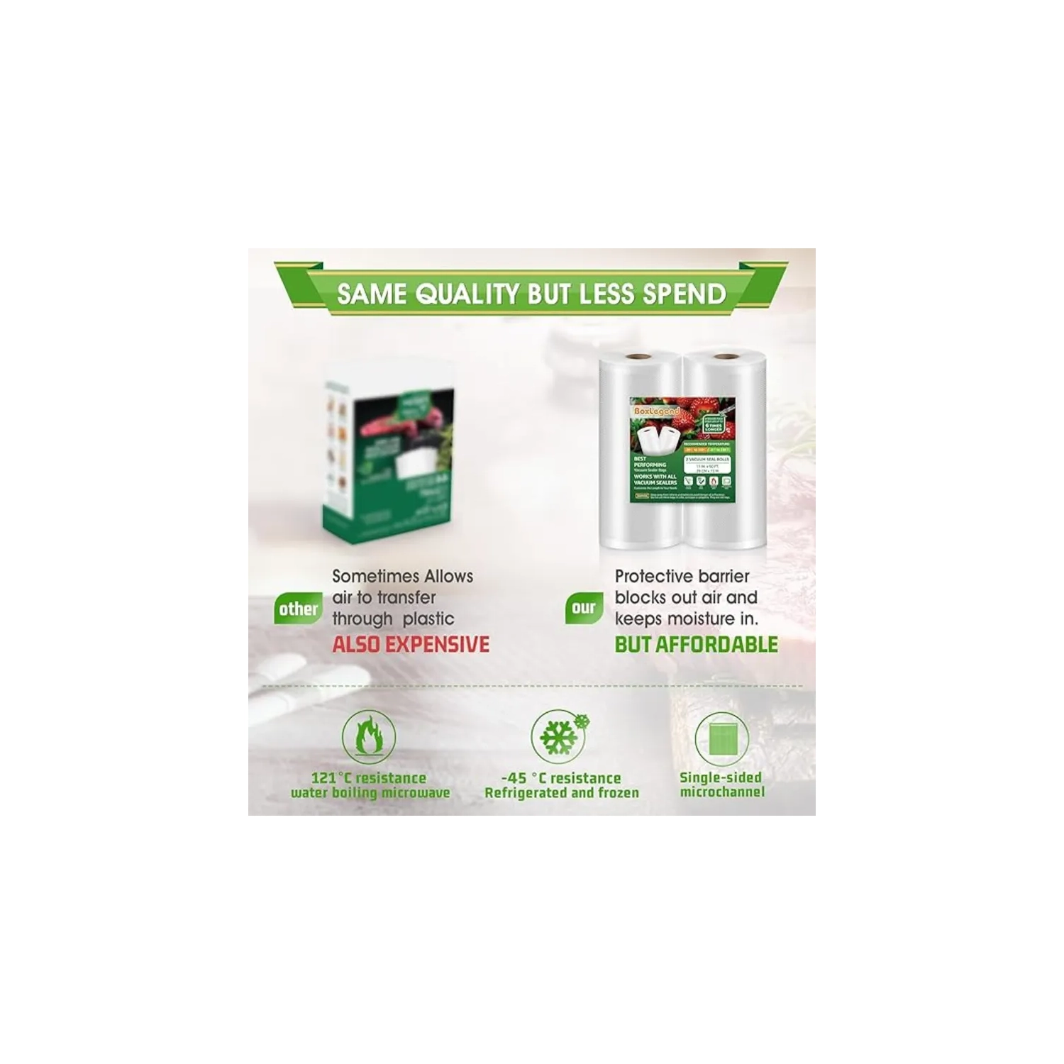 11" x 50ft Vacuum Sealer Bags for Food Saver, Sous Vide, & Storage (100ft Total)