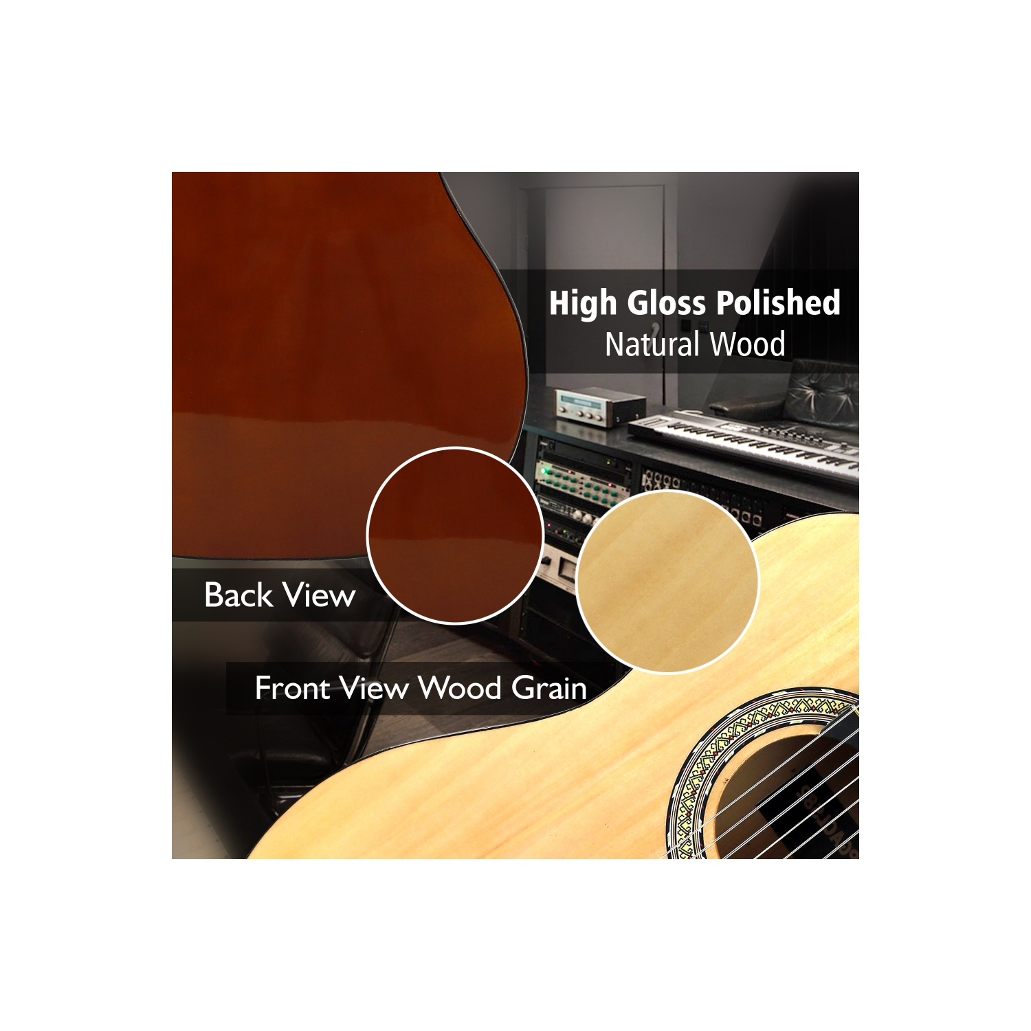 6-String Classic Guitar - 3/4 Size Scale Guitar with Digital Tuner & Accessory Kit