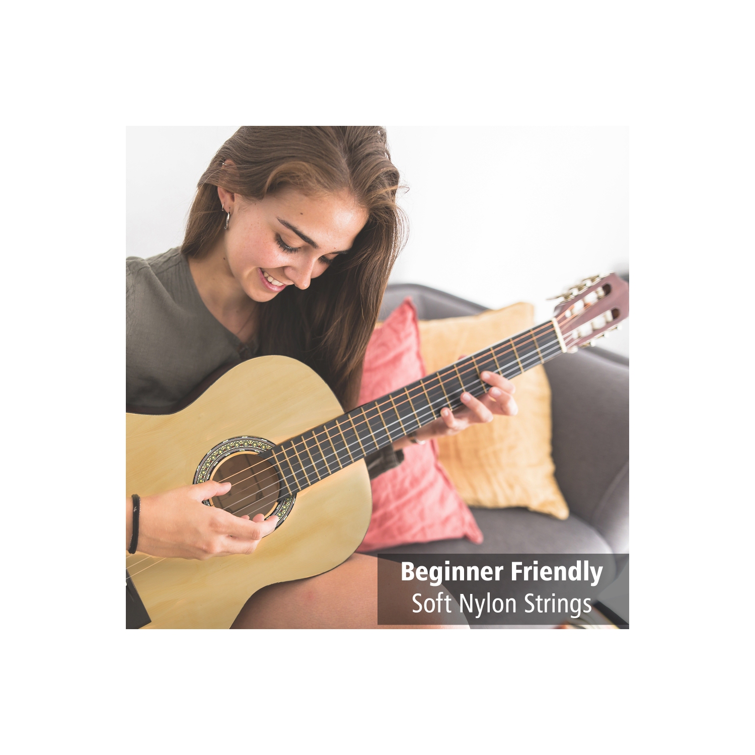 6-String Classic Guitar - 3/4 Size Scale Guitar with Digital Tuner & Accessory Kit