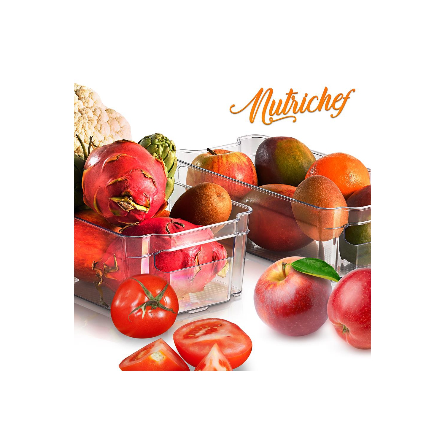 Set Of 8 Refrigerator Organizer Bins - 4 Wide and 4 Narrow Stackable Fridge Organizers for Freezer, Kitchen, Countertops, Cabinets