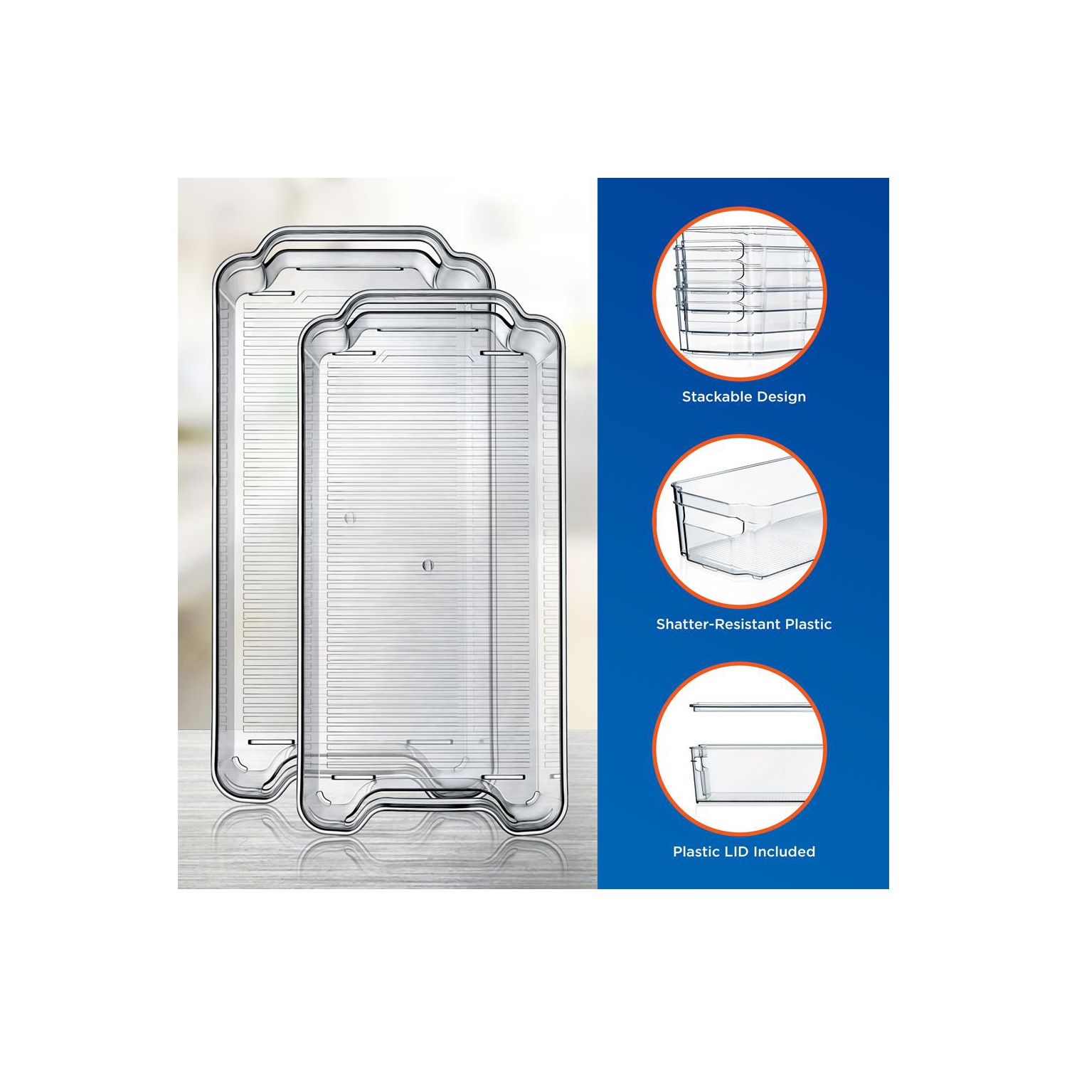 Set Of 8 Refrigerator Organizer Bins - 4 Wide and 4 Narrow Stackable Fridge Organizers for Freezer, Kitchen, Countertops, Cabinets