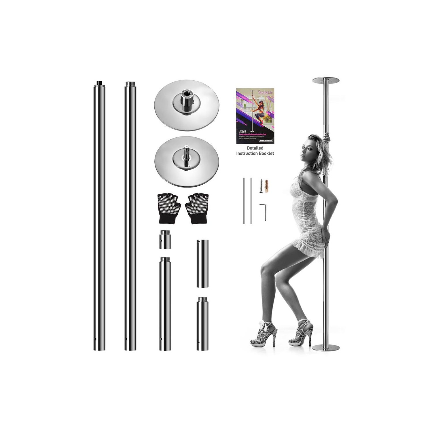 Professional Spinning Dancing Pole - Portable & Removable Fitness Pole, Great For Training & Exercise