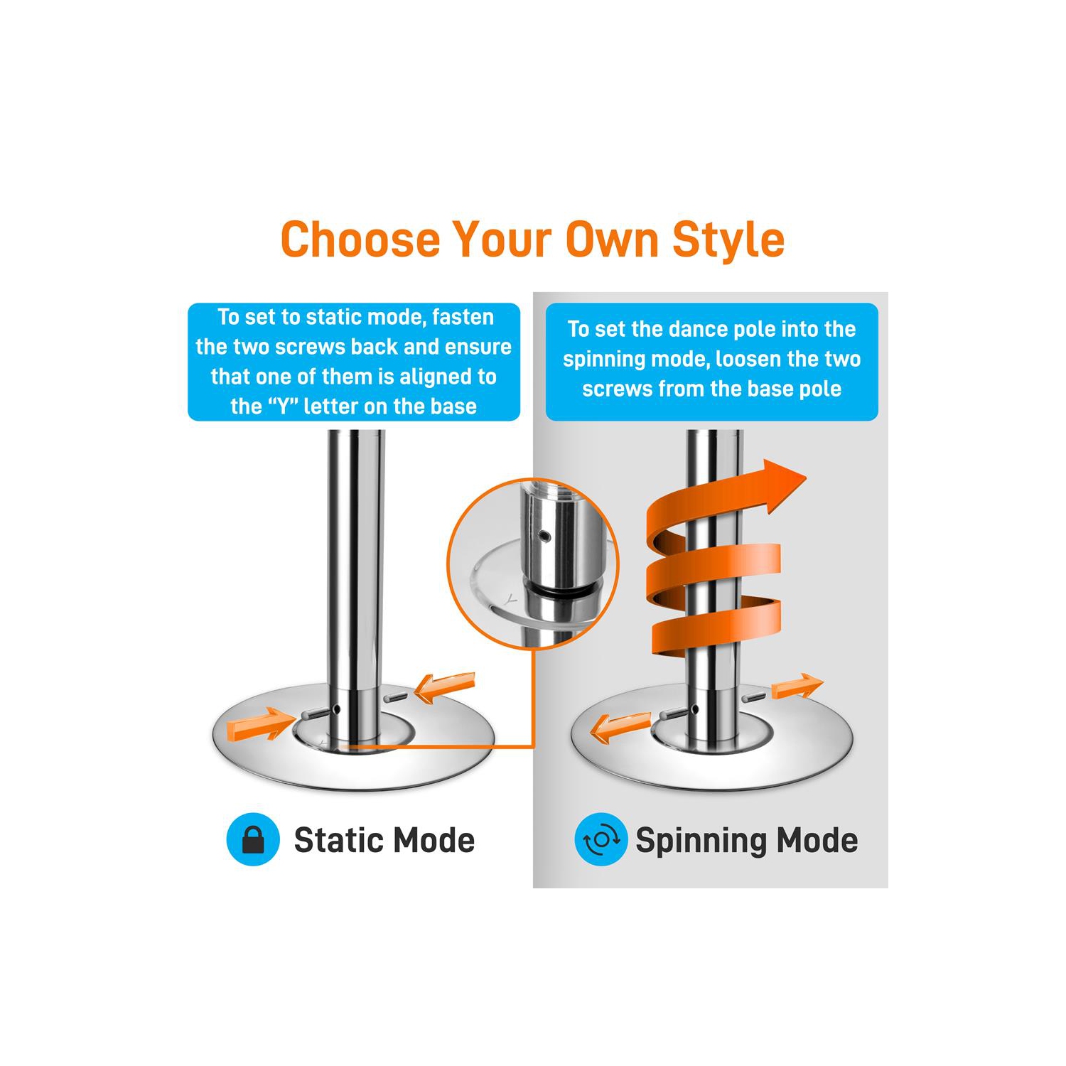 Professional Spinning Dancing Pole - Portable & Removable Fitness Pole, Great For Training & Exercise