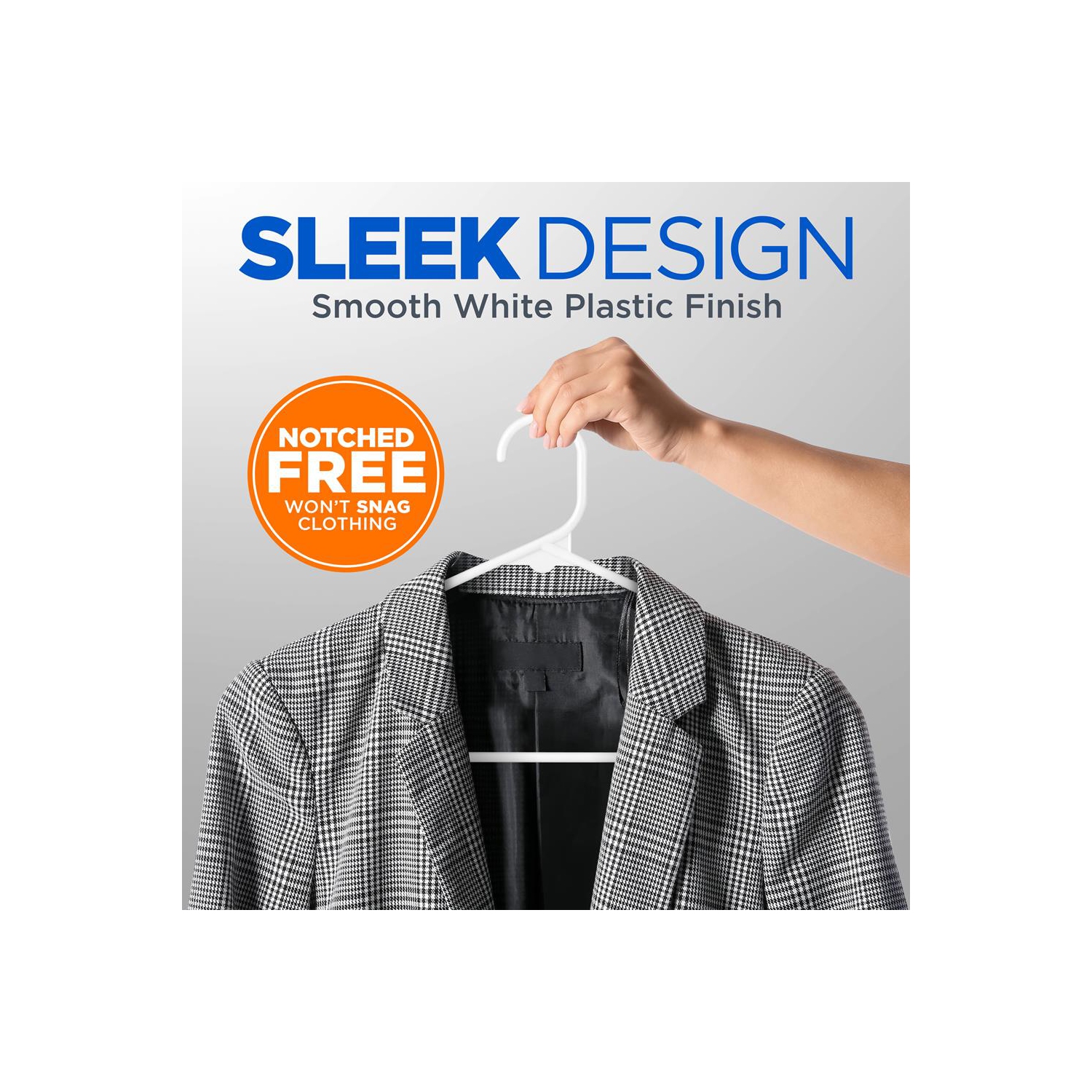 100 Pcs. of Standard Plastic Hangers for Clothes - Durable Tubular Hanger Slim Design Idea for Daily Use Space Saving Heavy Duty Coat Pants Shirt