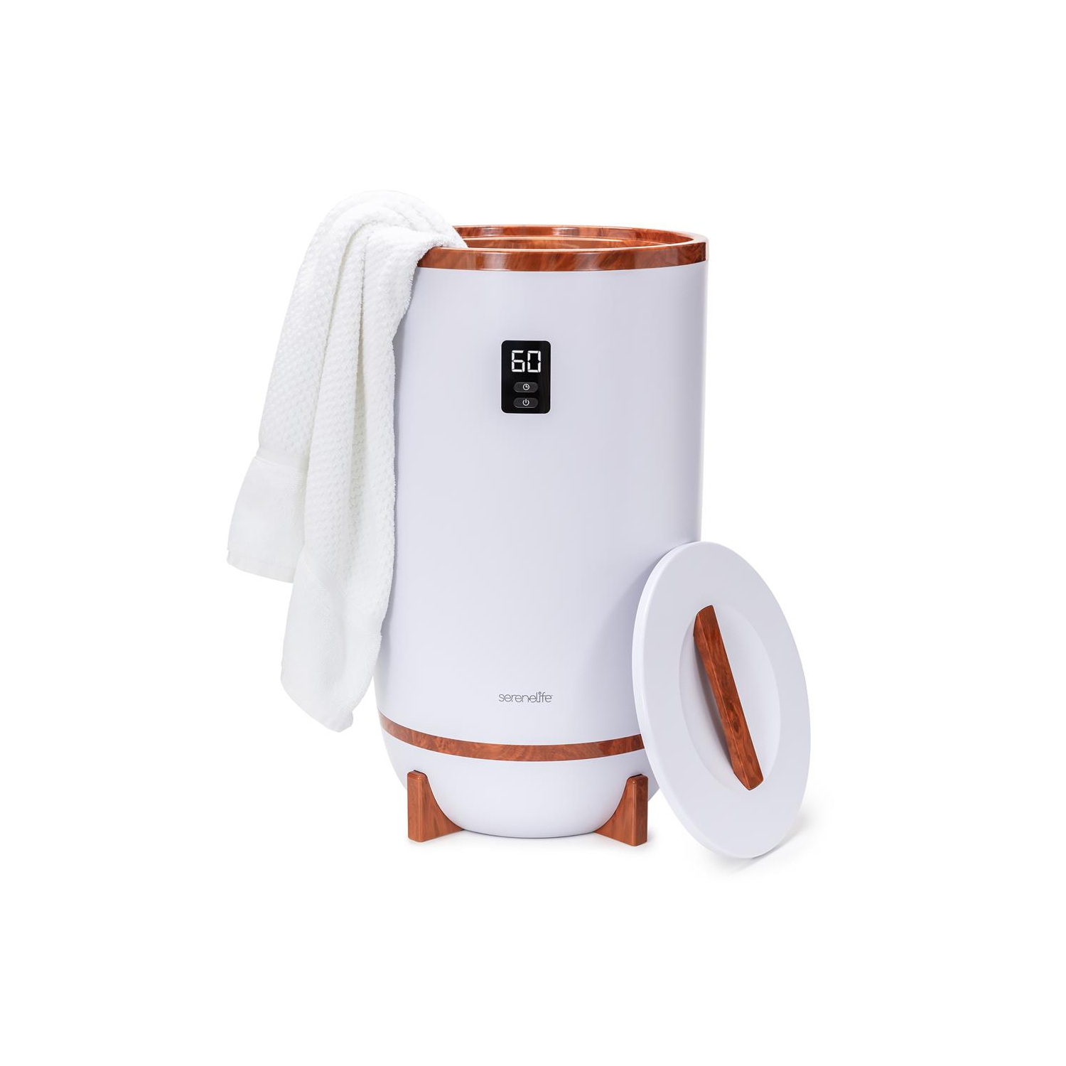 SereneLife Single Touch Towel Warmer with Fragrant Disc Holder and LED Ring