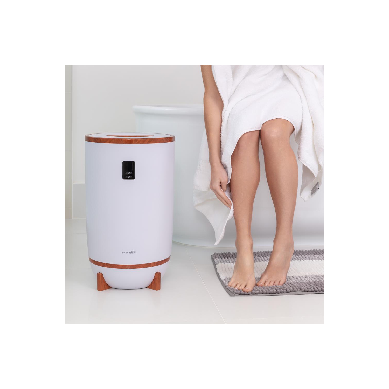 SereneLife Single Touch Towel Warmer with Fragrant Disc Holder and LED Ring