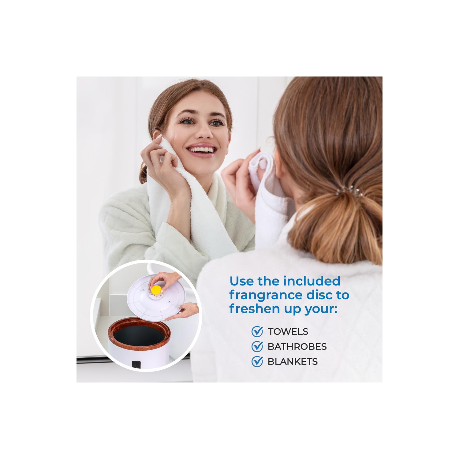 SereneLife Single Touch Towel Warmer with Fragrant Disc Holder and LED Ring