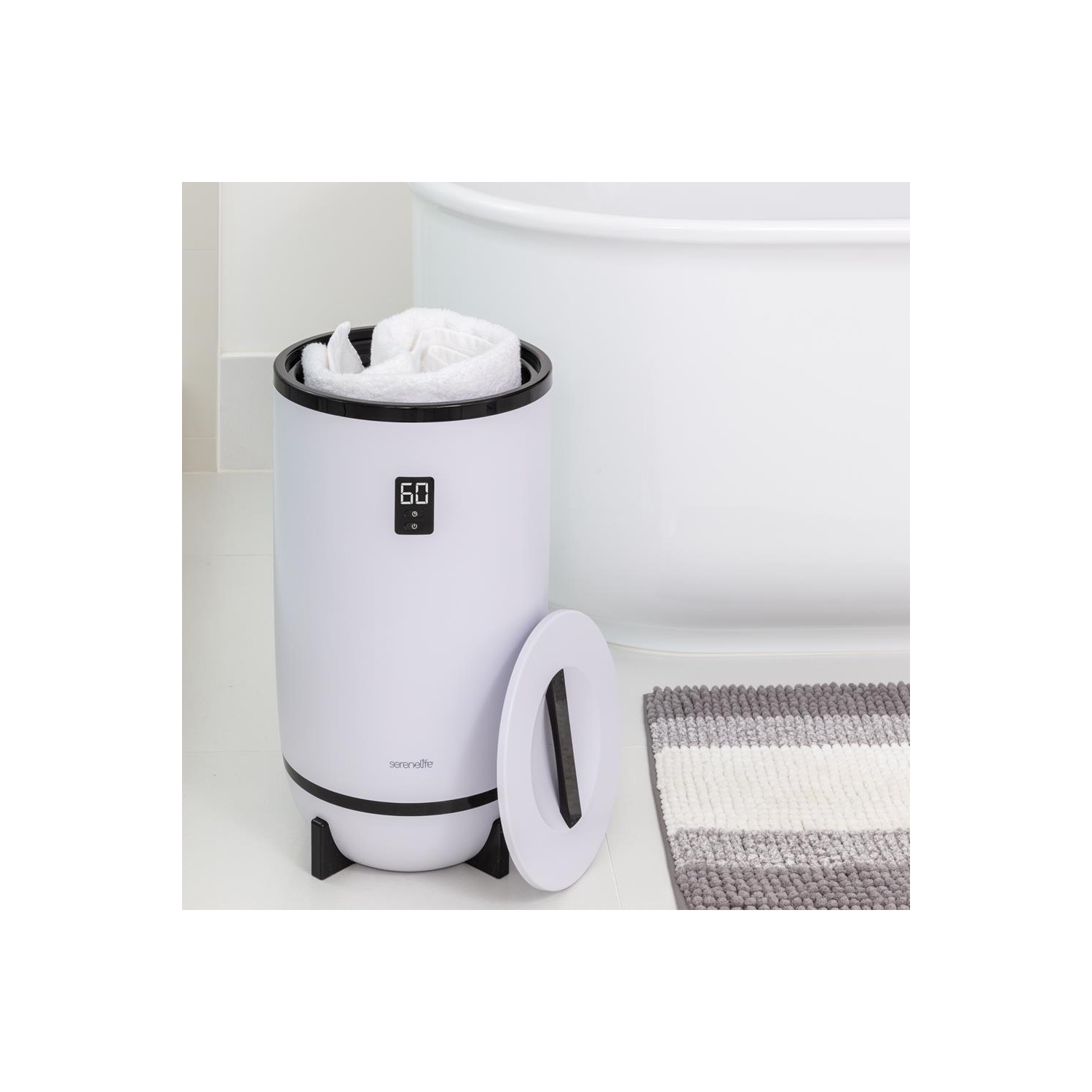 Single Touch Towel & Blanket Warmer with Fragrant Disc Holder and LED Ring