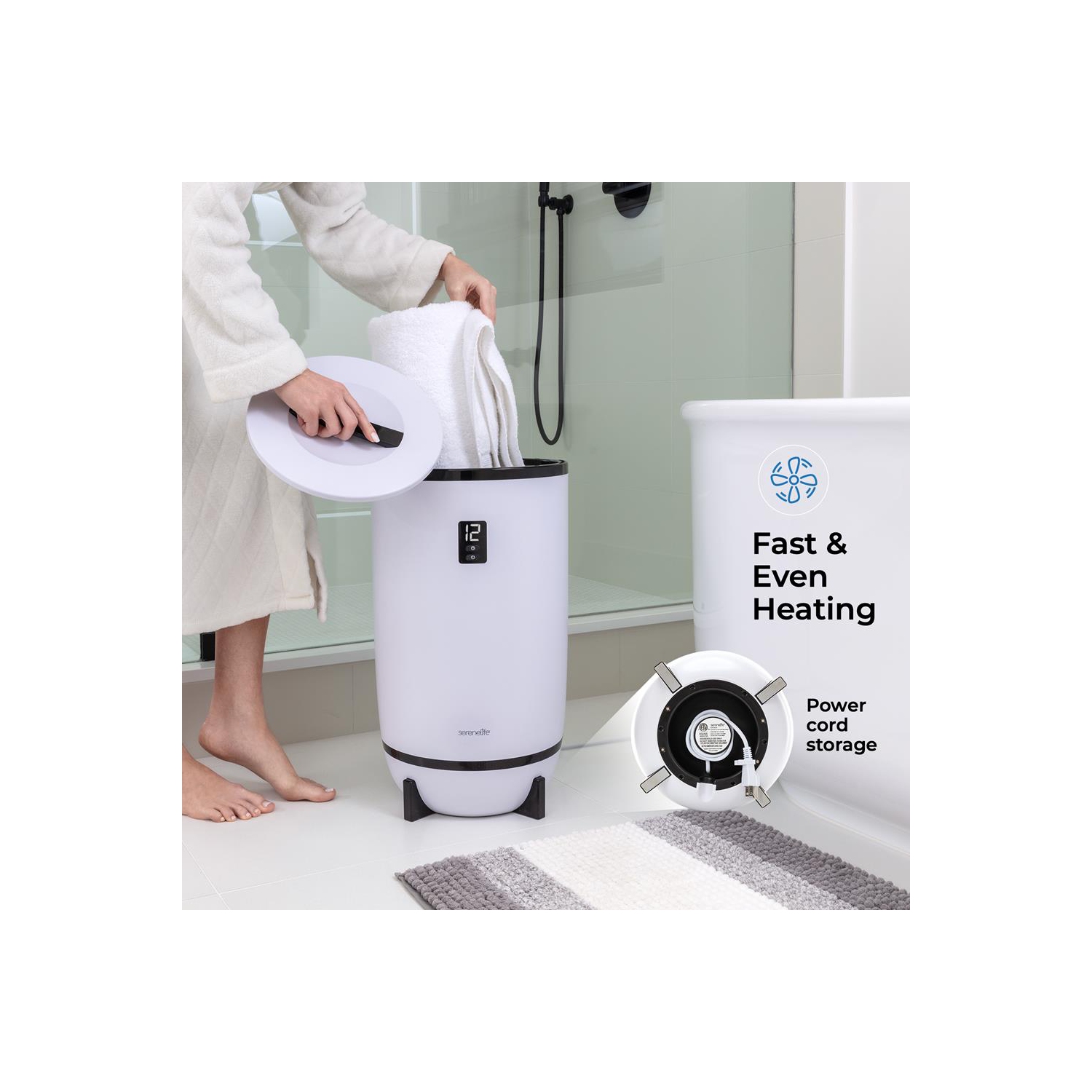 Single Touch Towel & Blanket Warmer with Fragrant Disc Holder and LED Ring