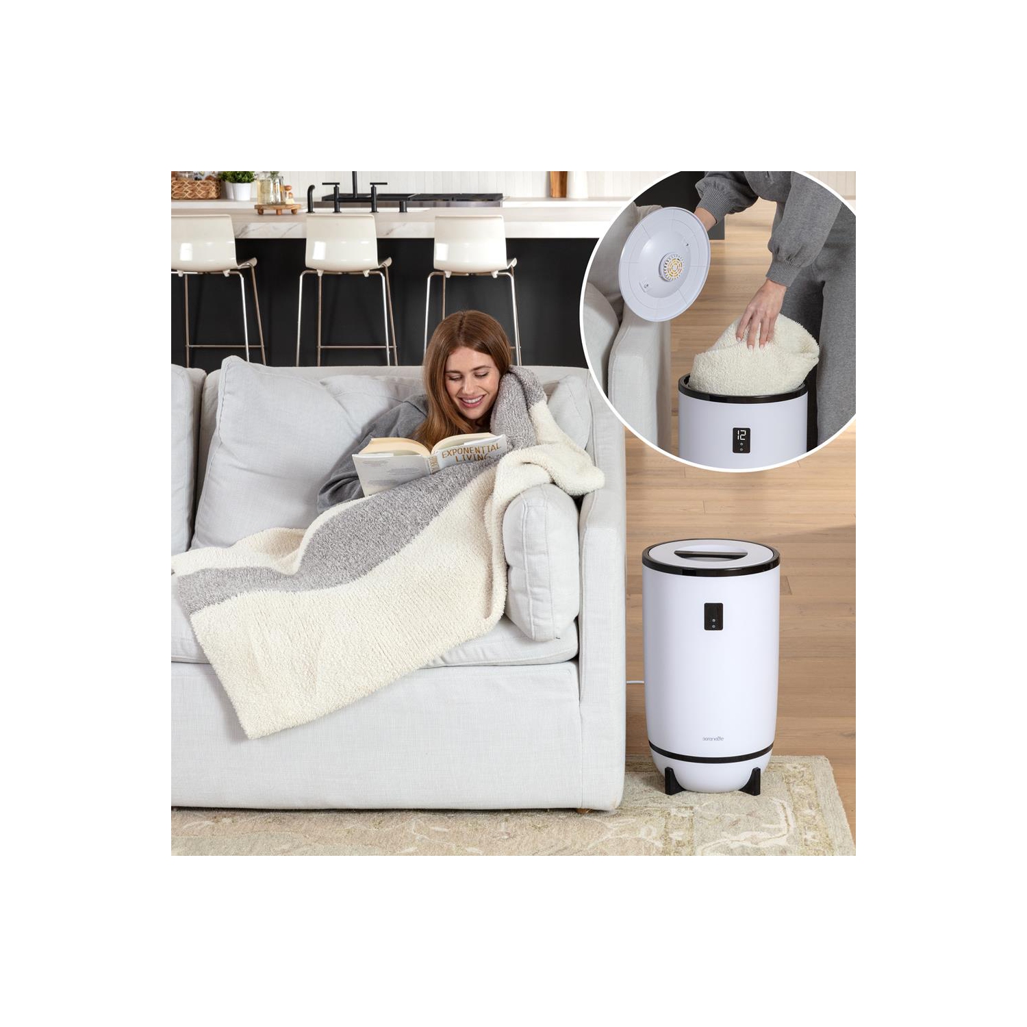 Single Touch Towel & Blanket Warmer with Fragrant Disc Holder and LED Ring