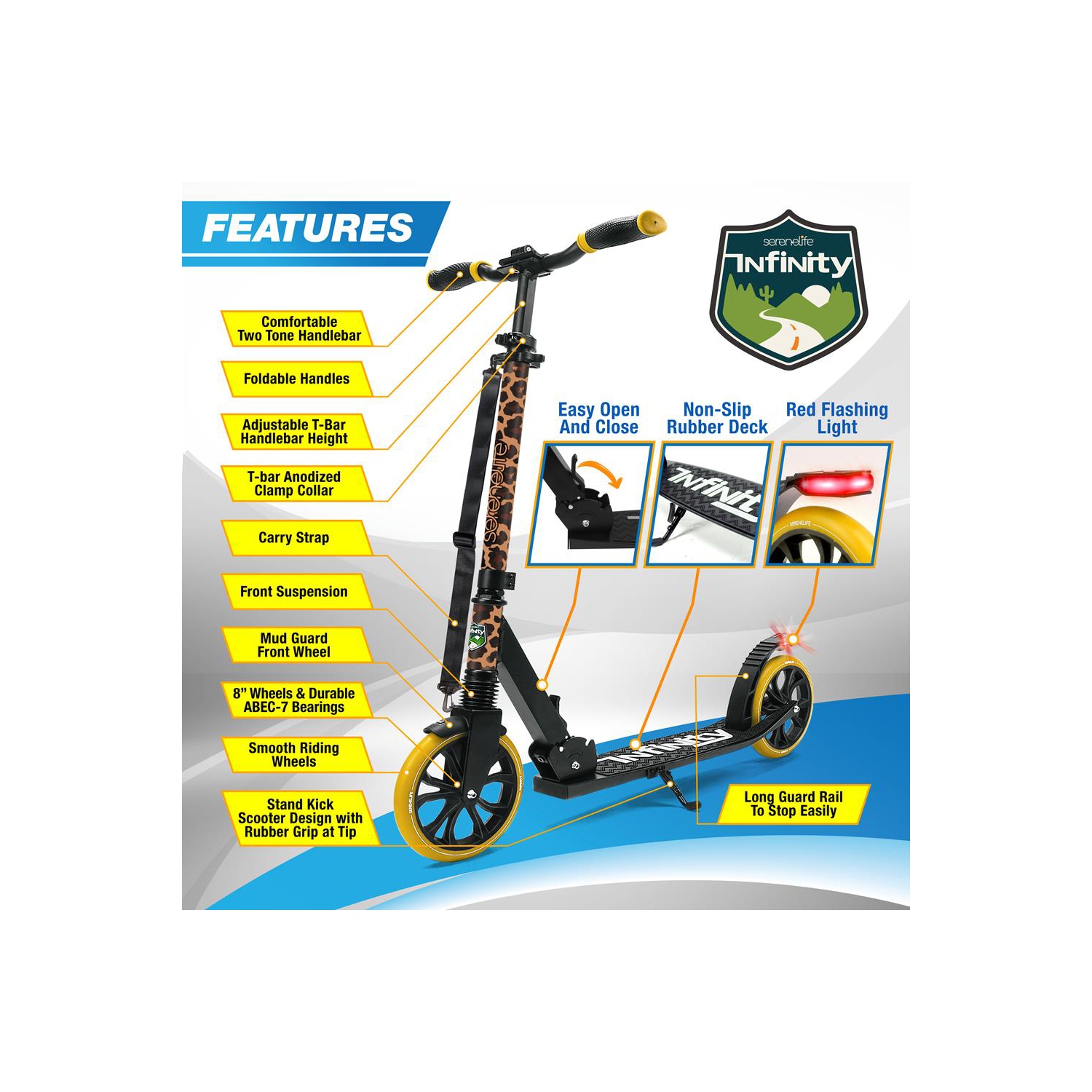 Trottinette légère et pliable - trottinette réglable pour adolescents et adultes, plateforme en alliage avec roues à impact élevé