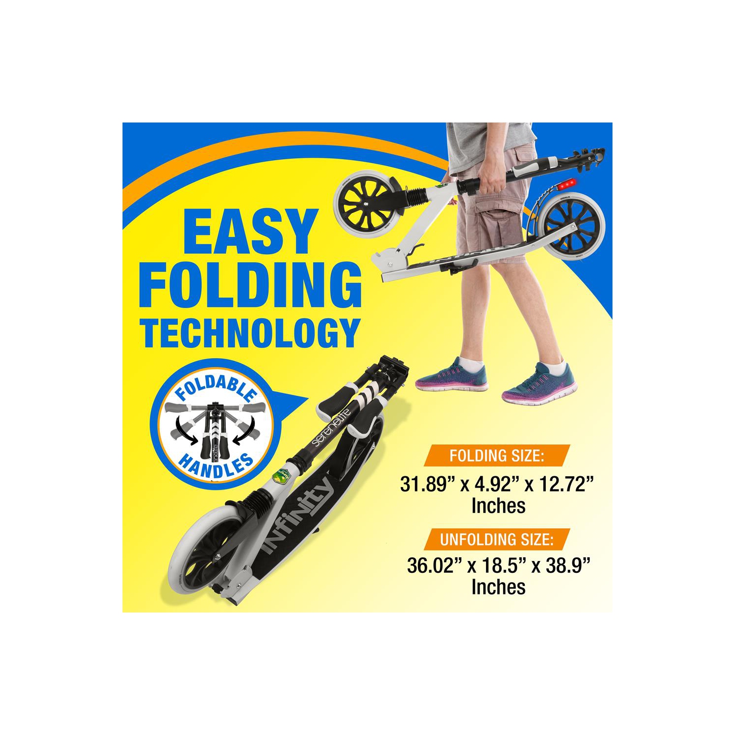 Trottinette légère et pliable à patins; trottinette réglable pour adolescents et adultes; plateforme en alliage avec roues à impact élevé