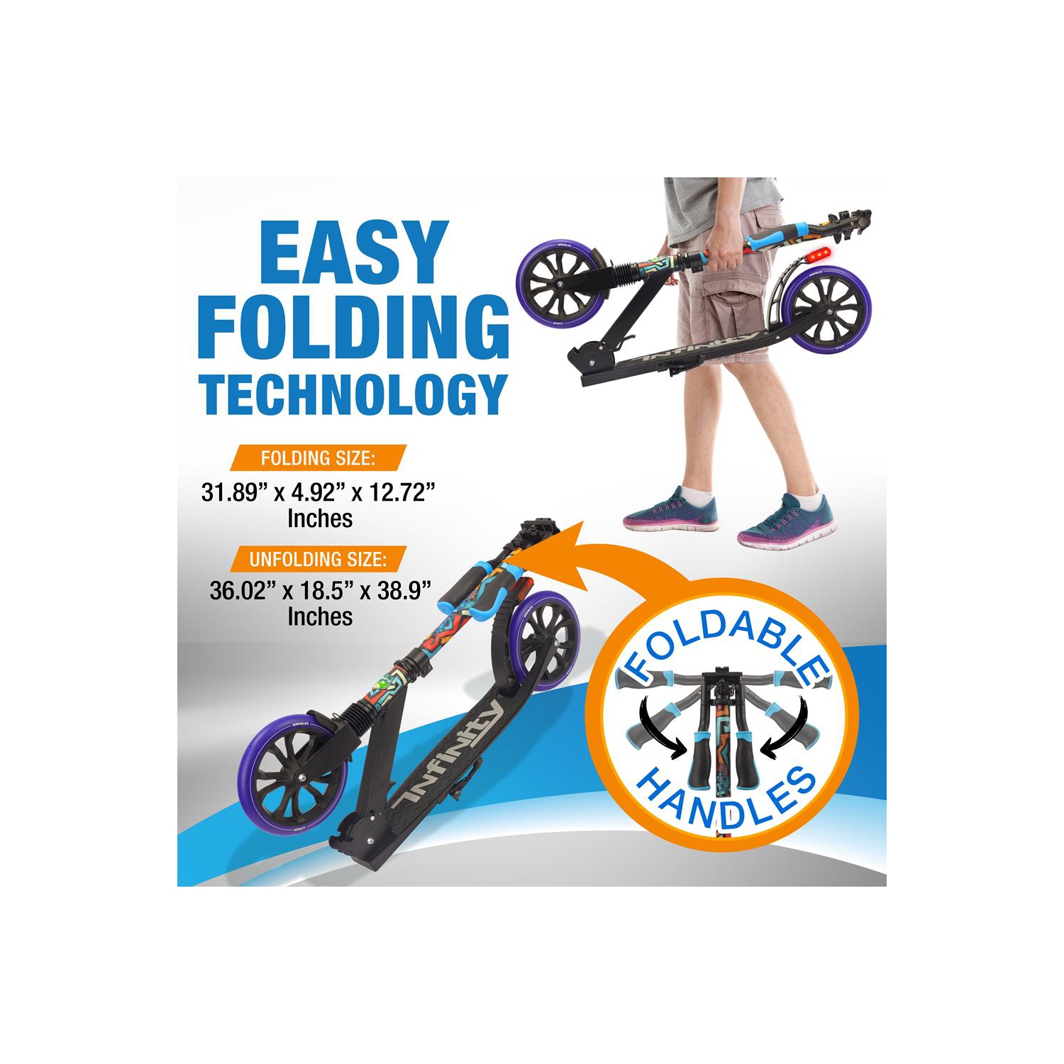 Lightweight and Foldable Kick Scooter - Adjustable Scooter for kids and Teens , Alloy Deck with High Impact Wheels