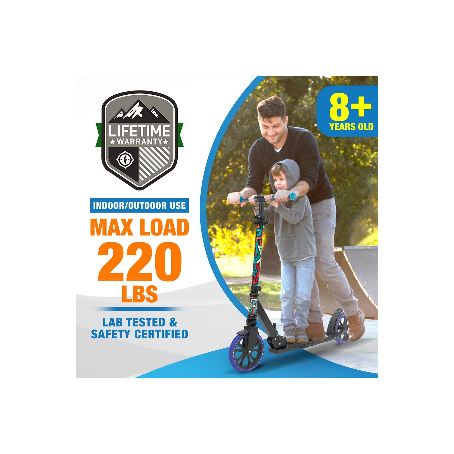 Lightweight and Foldable Kick Scooter - Adjustable Scooter for kids and Teens , Alloy Deck with High Impact Wheels