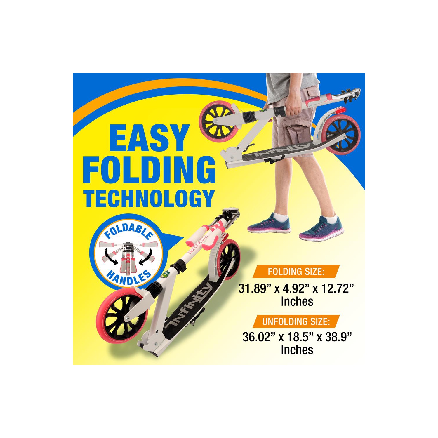 Lightweight and Foldable Kick Scooter - Adjustable Scooter for kids and Teens , Alloy Deck with High Impact Wheels