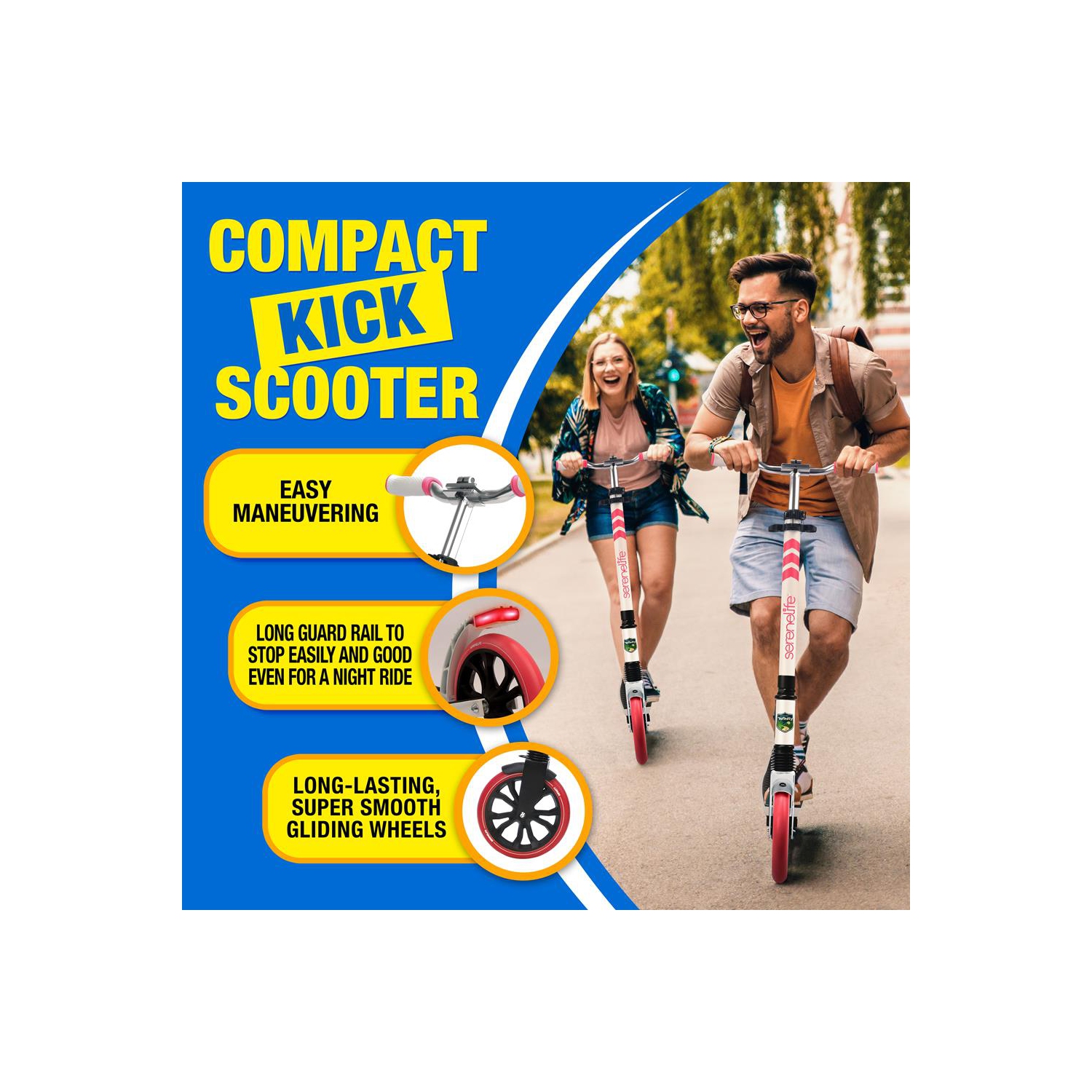 Lightweight and Foldable Kick Scooter - Adjustable Scooter for kids and Teens , Alloy Deck with High Impact Wheels