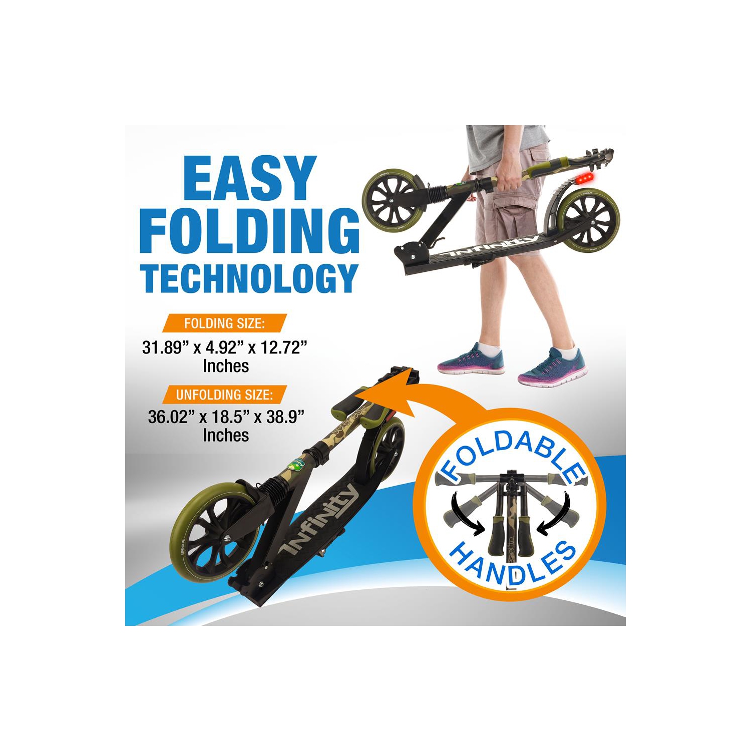 Lightweight and Foldable Kick Scooter - Adjustable Scooter for kid and Teens , Alloy Deck with High Impact Wheels