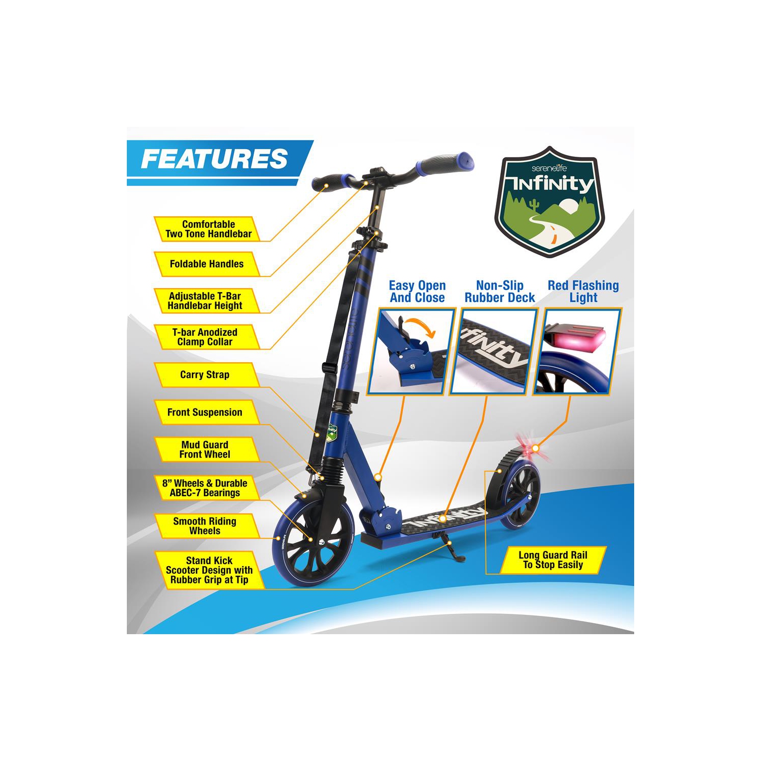 Trottinette légère et pliable - trottinette réglable pour adolescents et adultes, plateforme en alliage avec roues à impact élevé