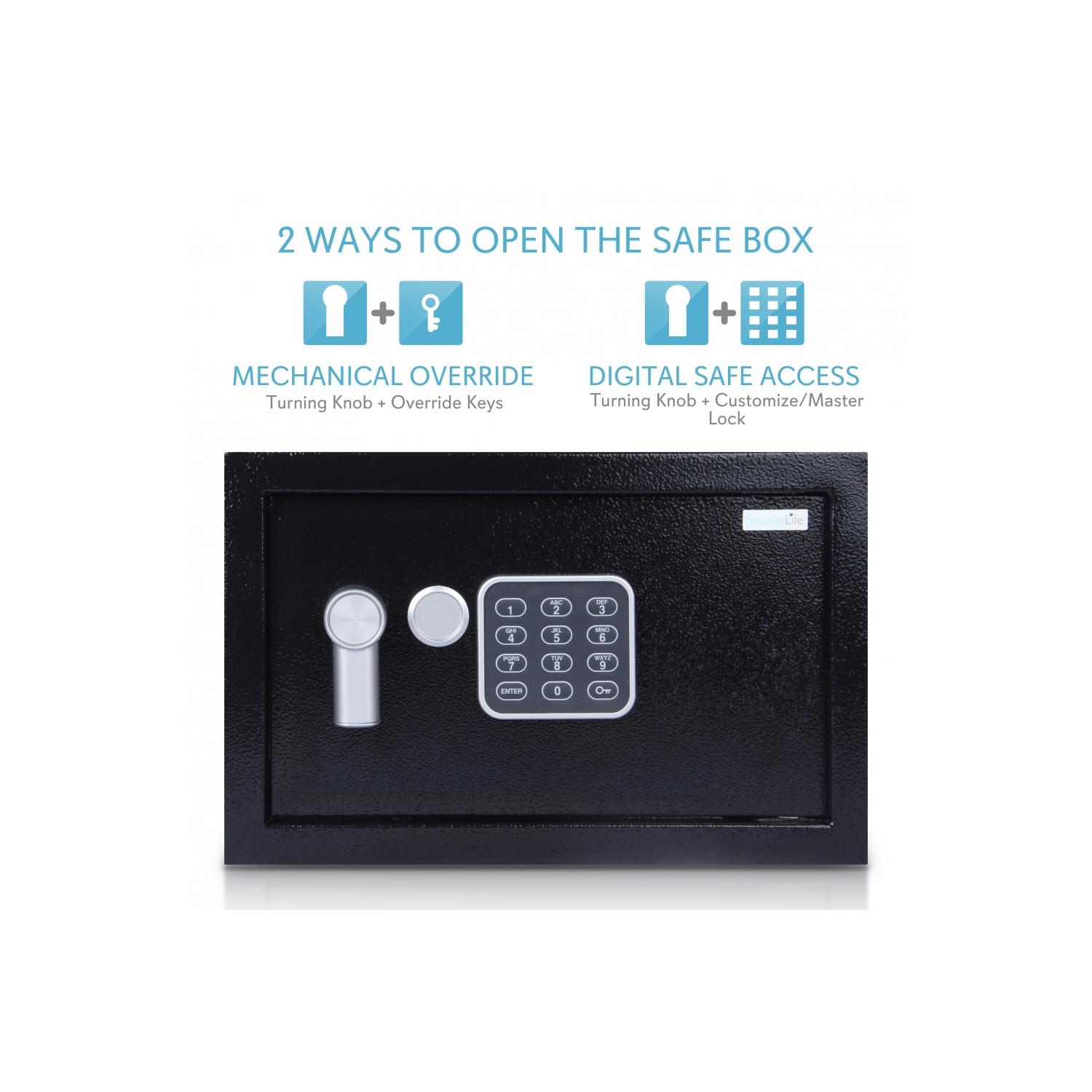 Compact Electronic Safe Box with Digital Touch Pad, Mechanical Override, Includes Keys